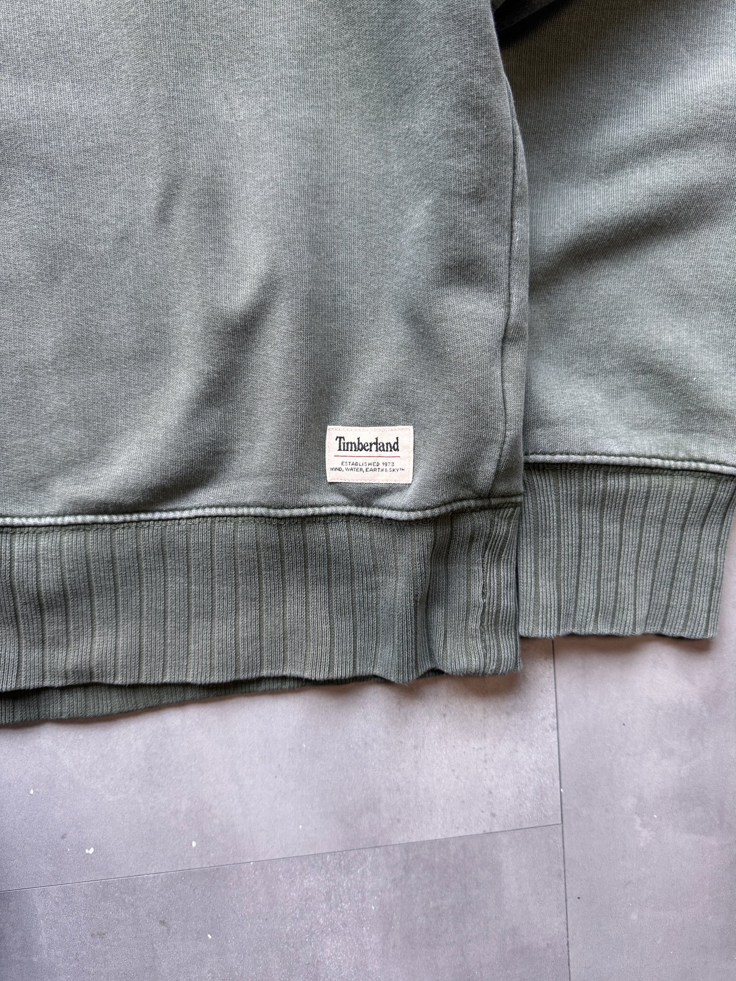 VINTAGE TIMBERLAND GREEN FADED SWEATER - LARGE