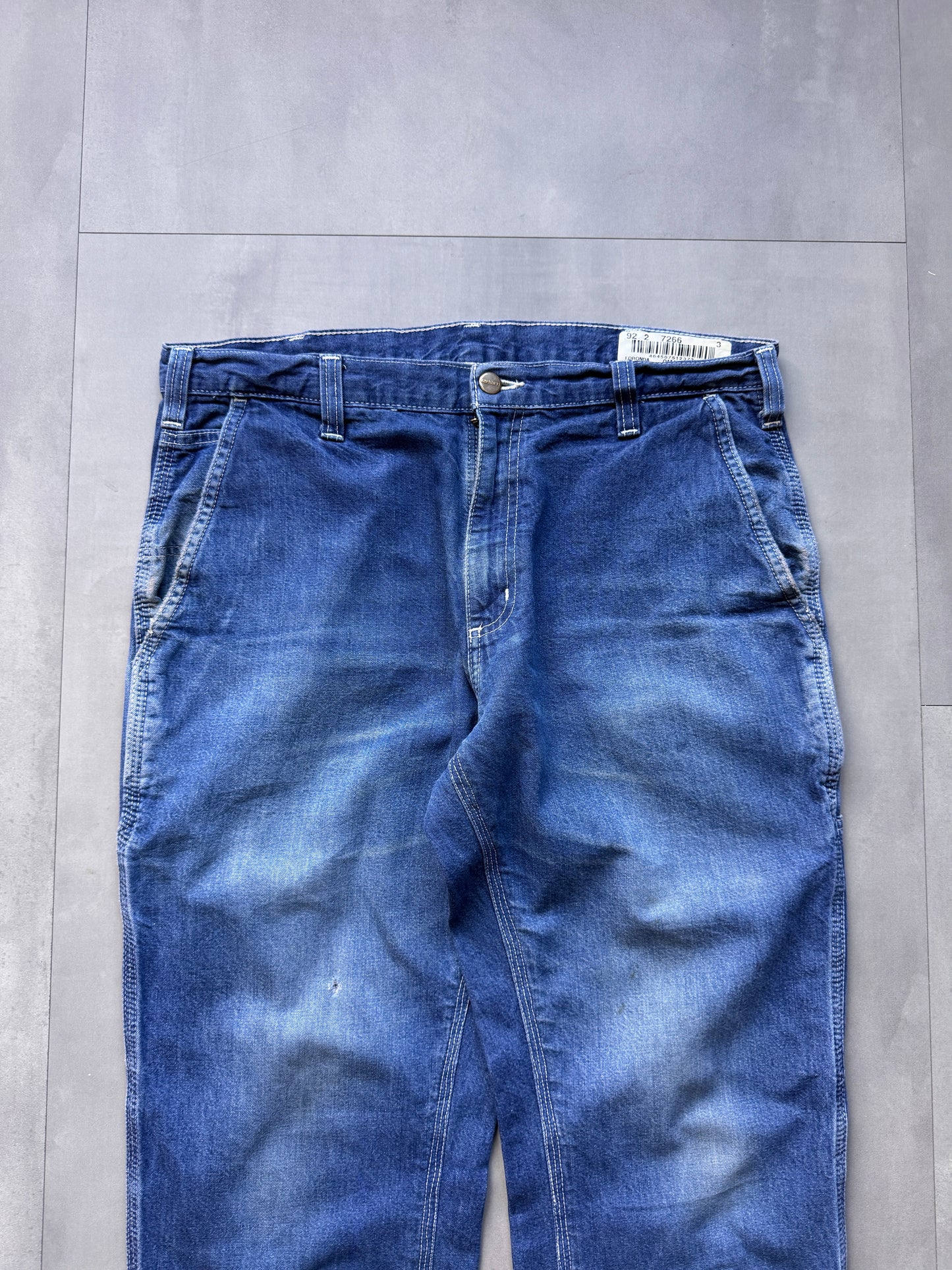 VINTAGE CARHARTT LIGHT WASHED DISTRESSED DENIM CARPENTER PANTS - 30
