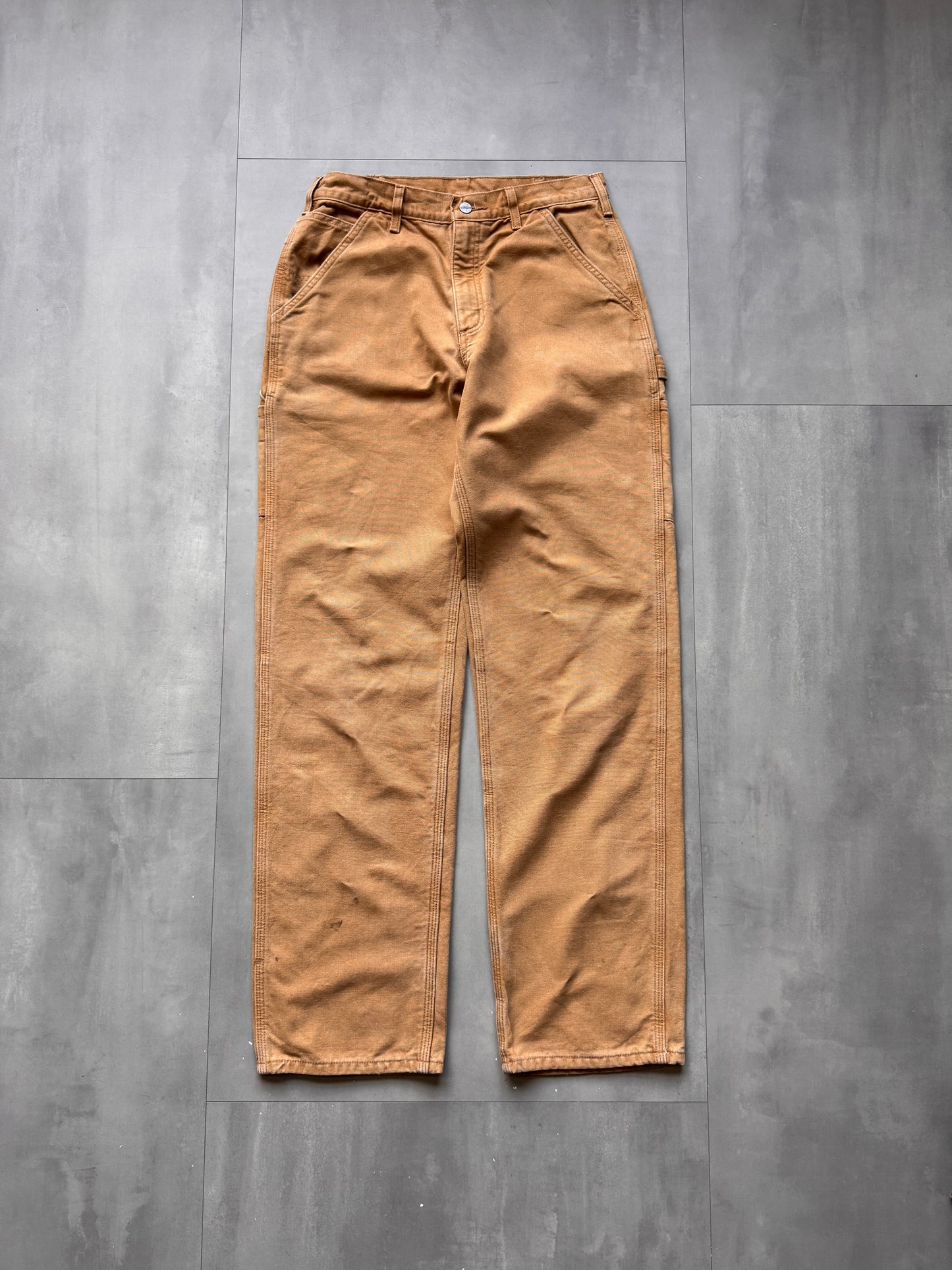 VINTAGE CARHARTT LIGHT BROWN BLANKET LINED CARPENTER PANTS - 36