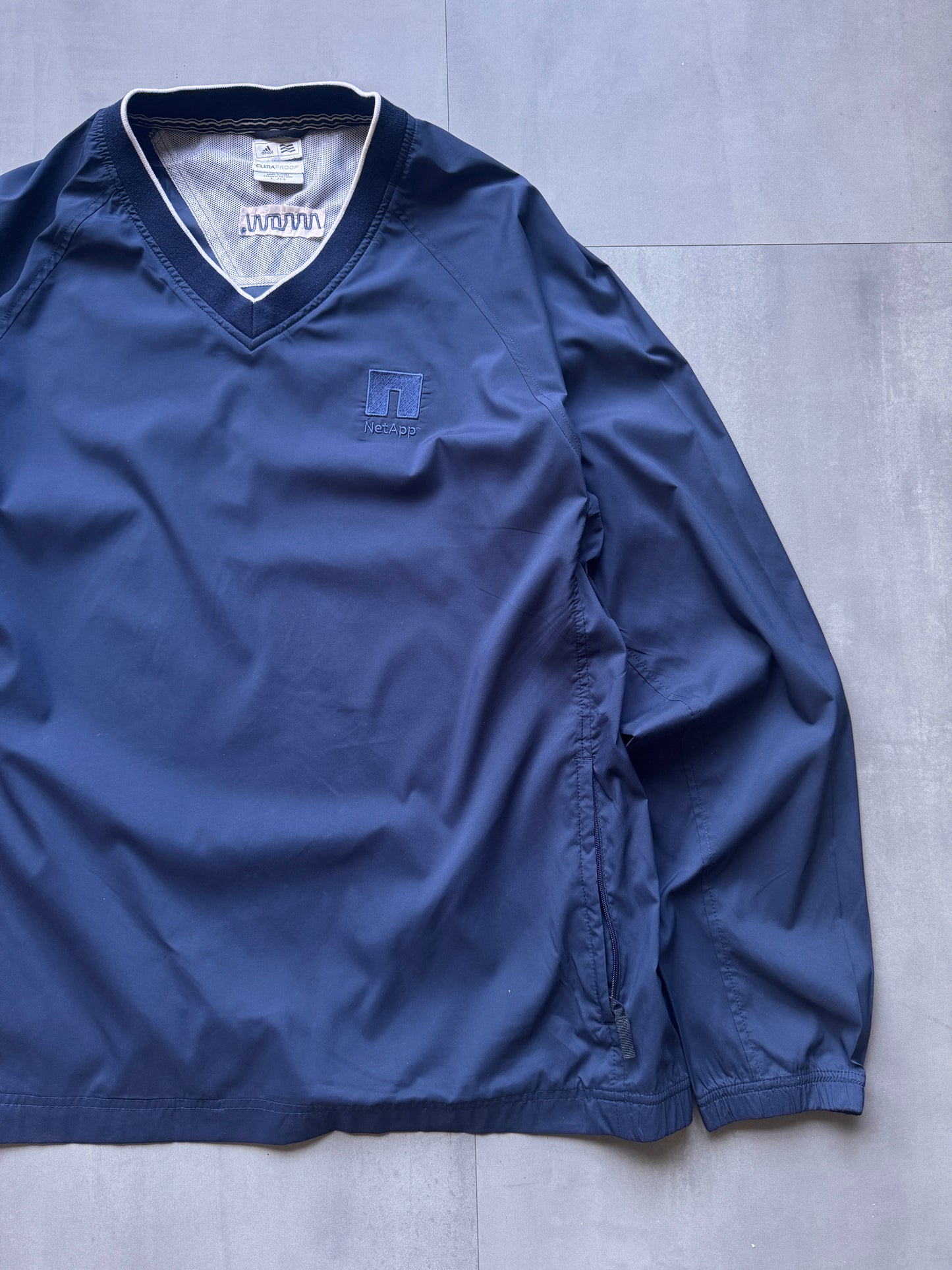 VINTAGE ADIDAS NET APP NAVY WINDBREAKER - L