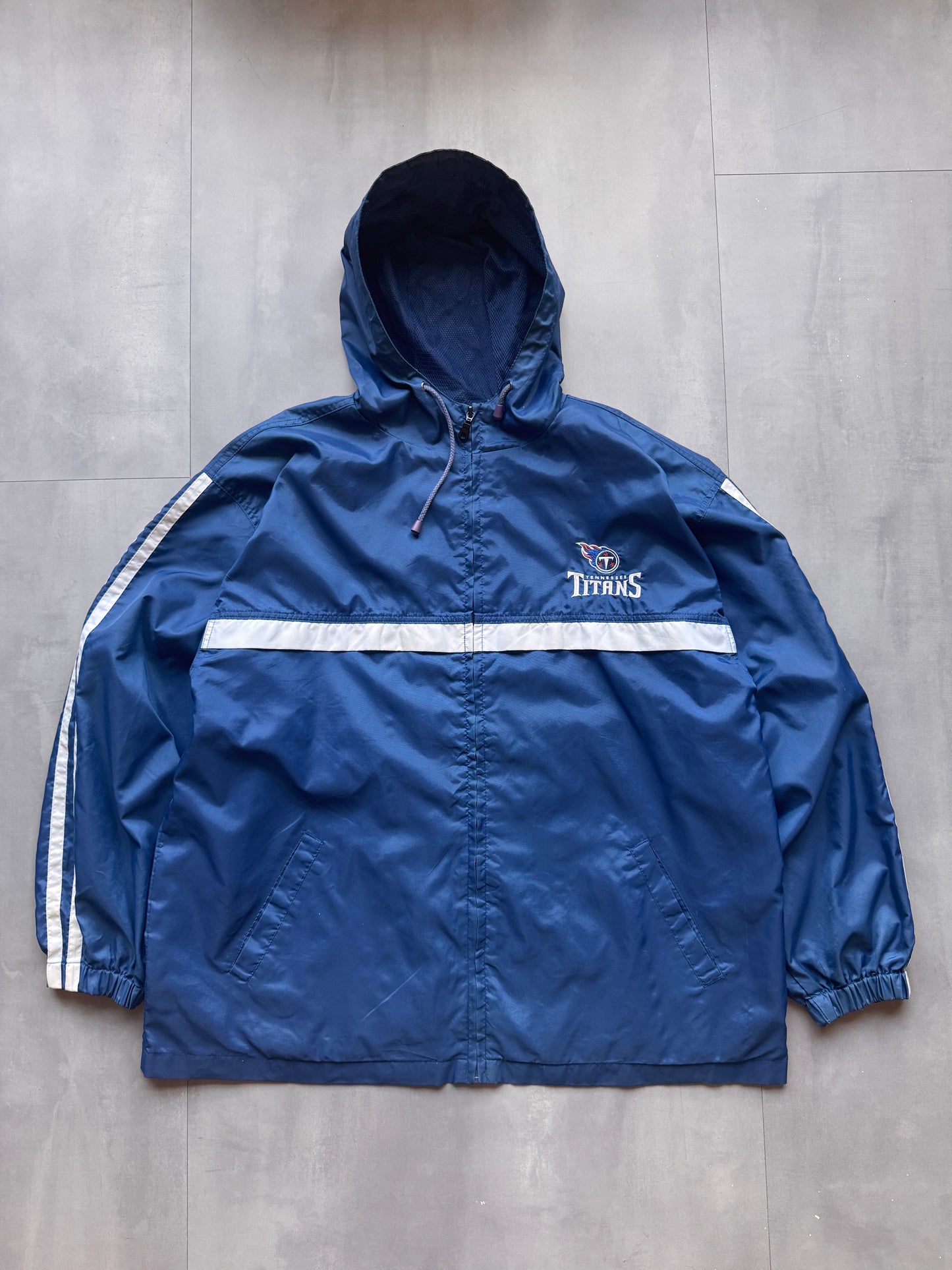 VINTAGE NFL TENNESSEE TITANS NAVY WINDBREAKER JACKET - XL
