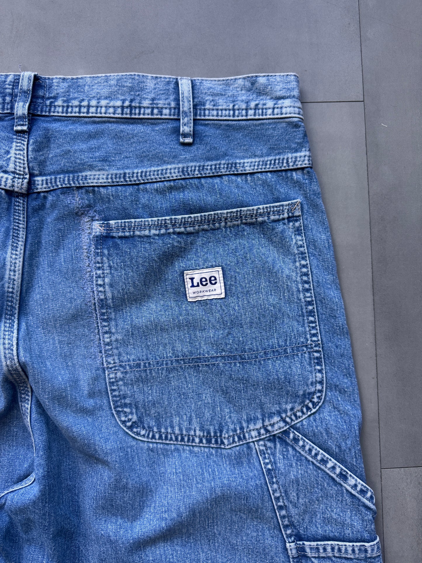 VINTAGE LEE LIGHT WASH DENIM CARPENTER PANTS - 34