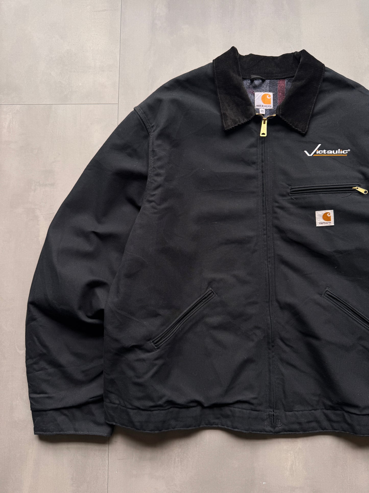 VINTAGE CARHARTT BLACK LINED DETROIT JACKET - XXL