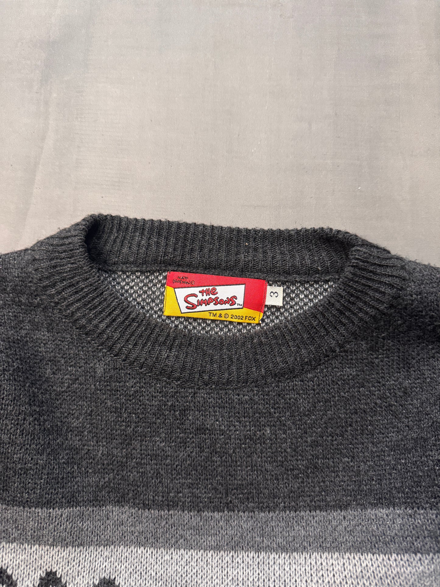 VINTAGE BART SIMPSON GREY KNIT SWEATER - MEDIUM