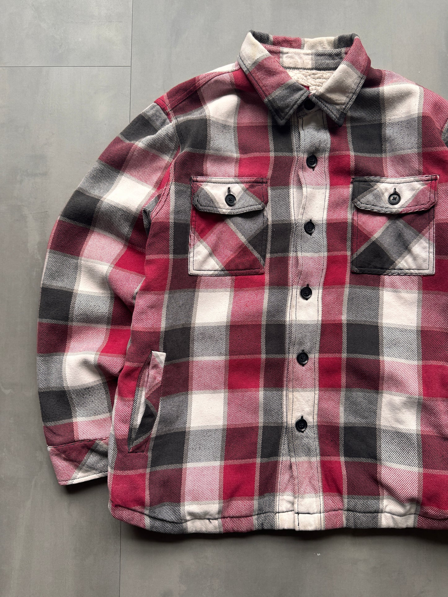 VINTAGE SHERPA LINED FLANNEL JACKET - L