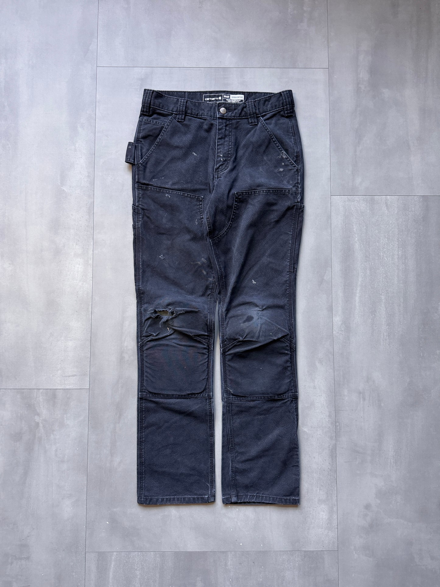VINTAGE CARHARTT BLACK DOUBLE KNEE CARPENTER PANTS - 32