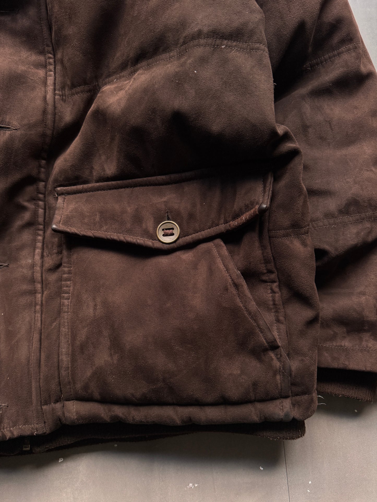 VINTAGE COLUMBIA SPORTSWEAR SUEDE PADDED JACKET - XL