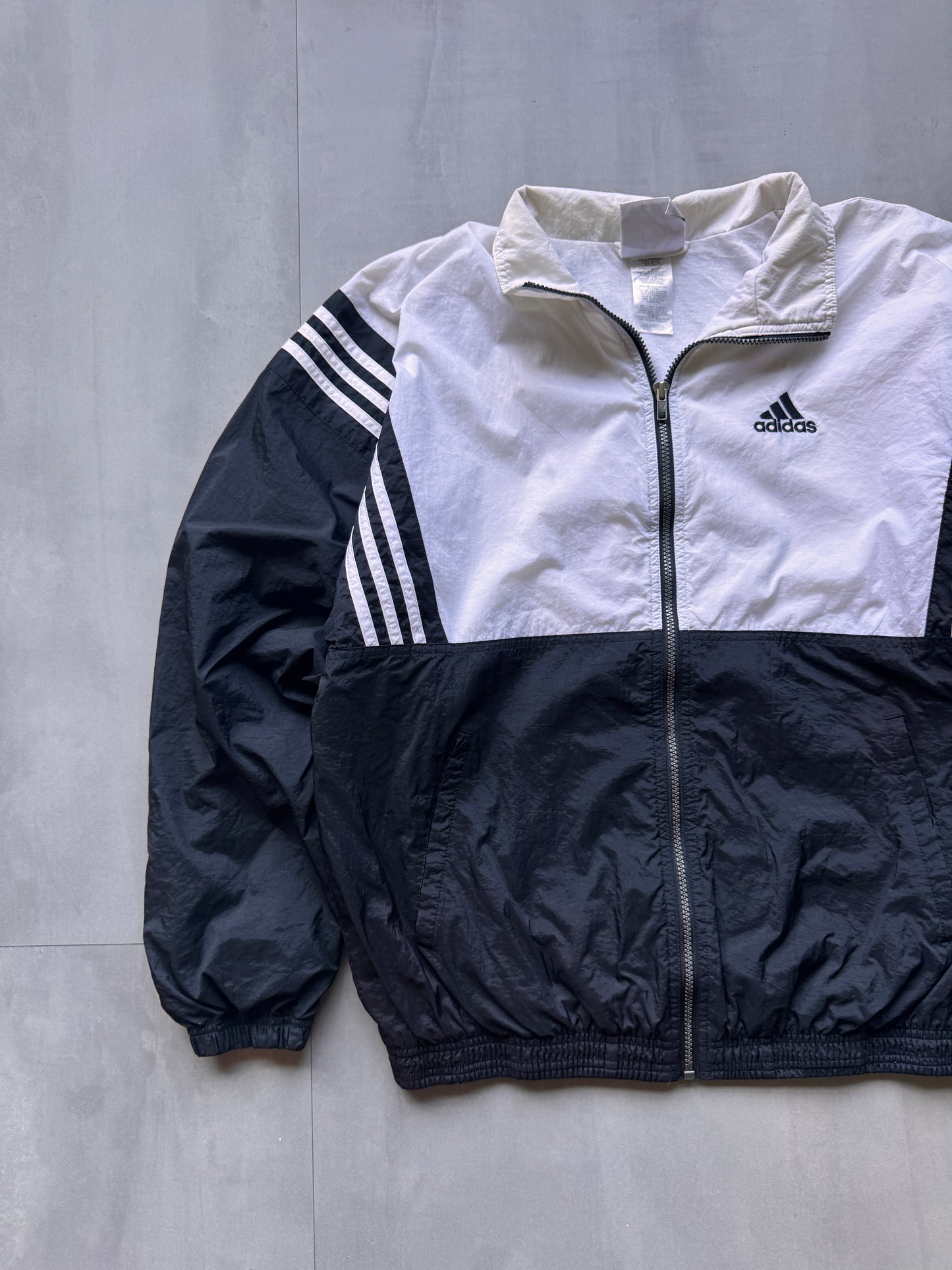 VINTAGE ADIDAS BLACK WHITE TRACK JACKET - L