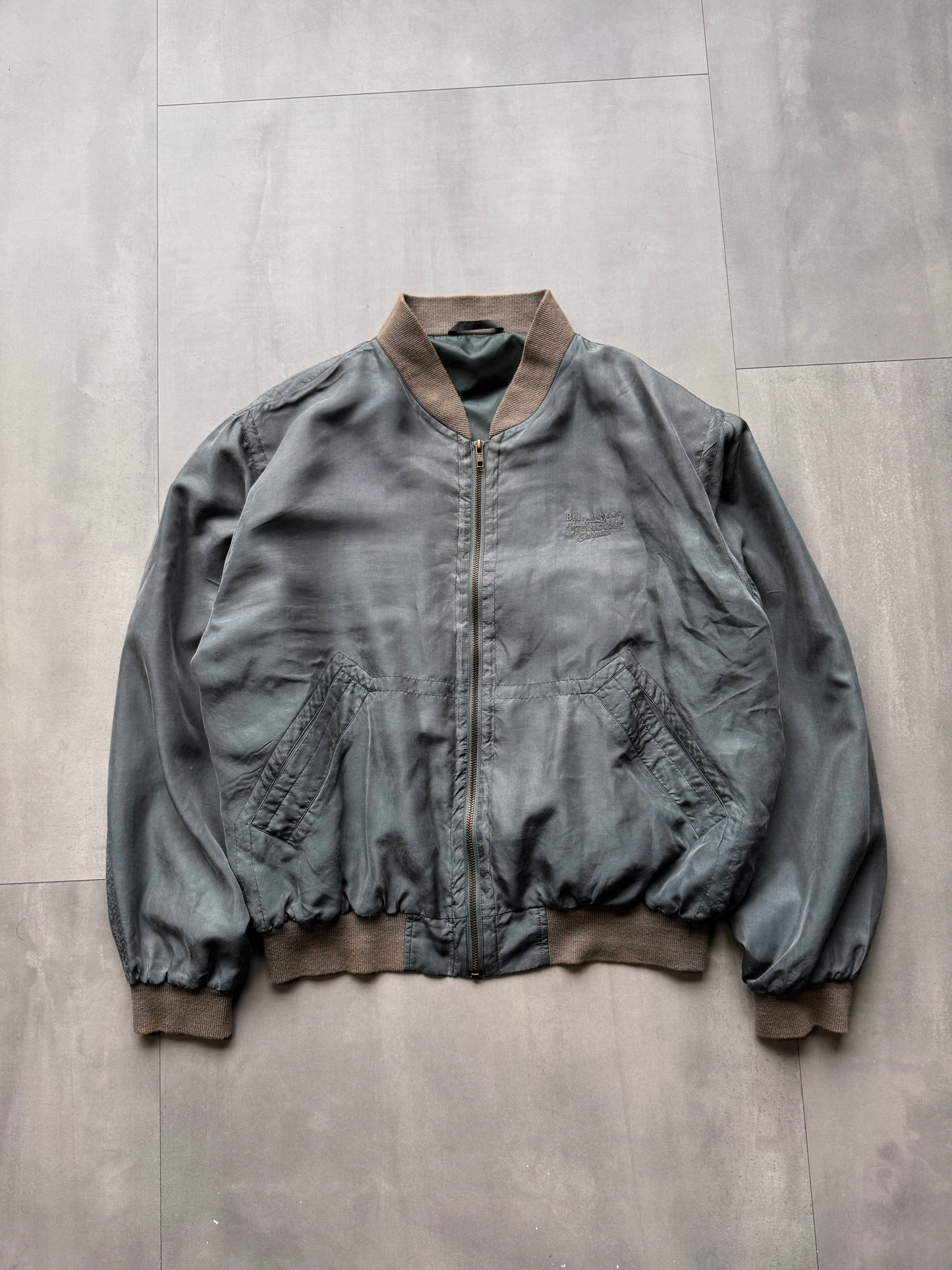 VINTAGE LIGHTWEIGHT SILK BOMBER JACKET - LARGE