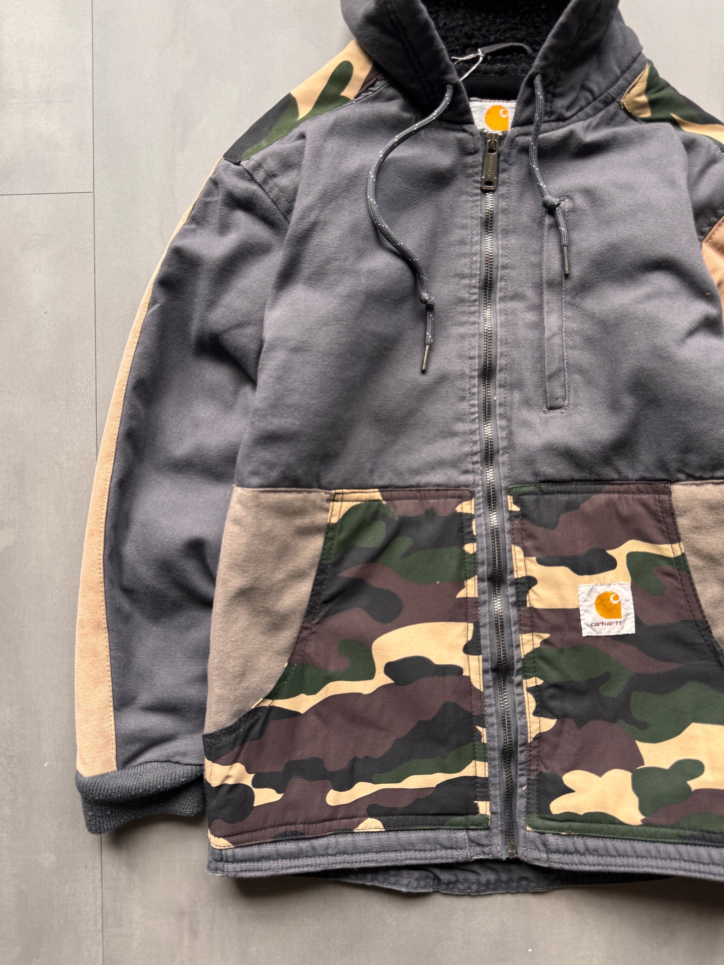 VINTAGE CARHARTT REWORKED CAMO PATTERN ACTIVE JACKET - XS