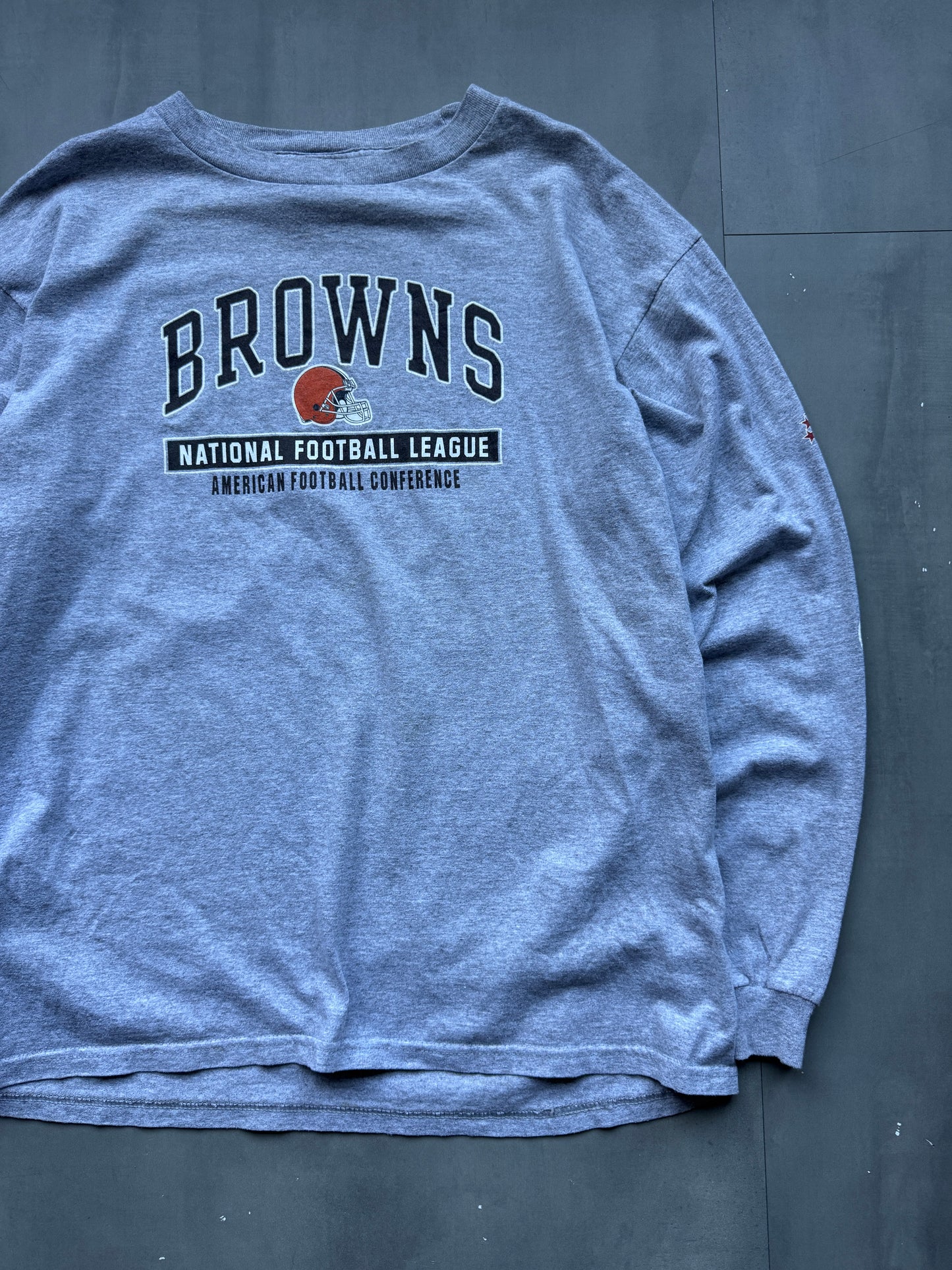 VINTAGE NFL CLEVELAND BROWNS GREY LONGSLEEVE - XL