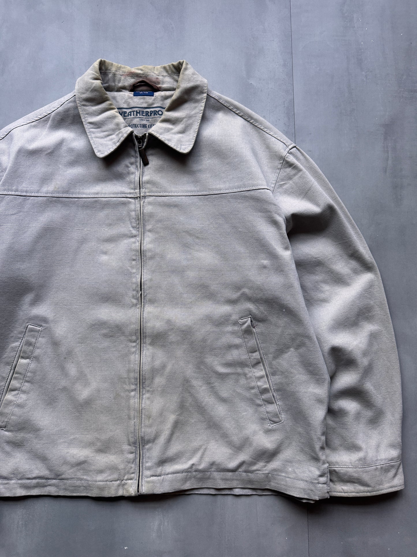 VINTAGE WEATHERPROOF CREAM TRUCKER JACKET - L