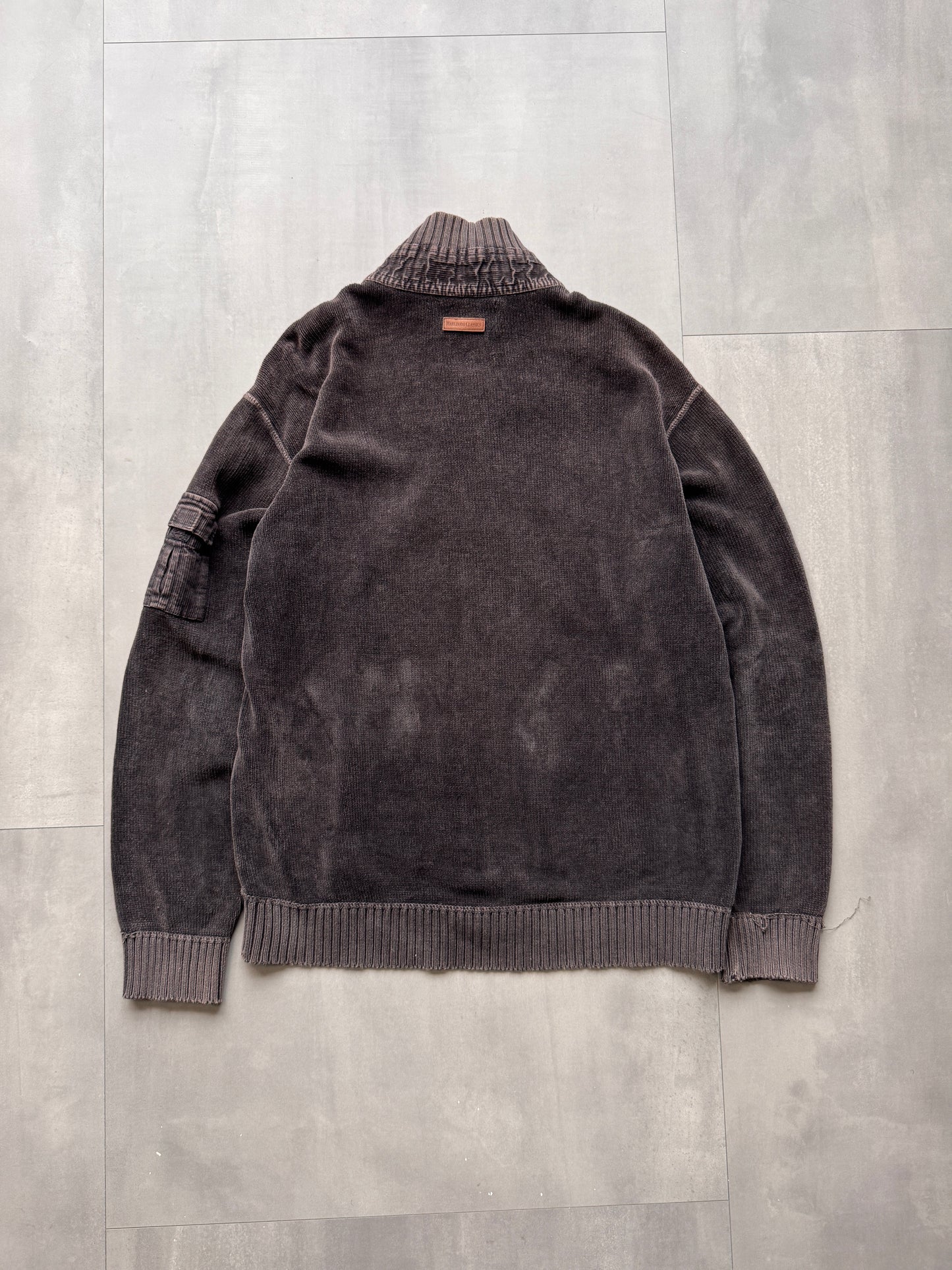 VINTAGE MARLBORO CLASSICS DARK BROWN KNIT JUMPER - MEDIUM