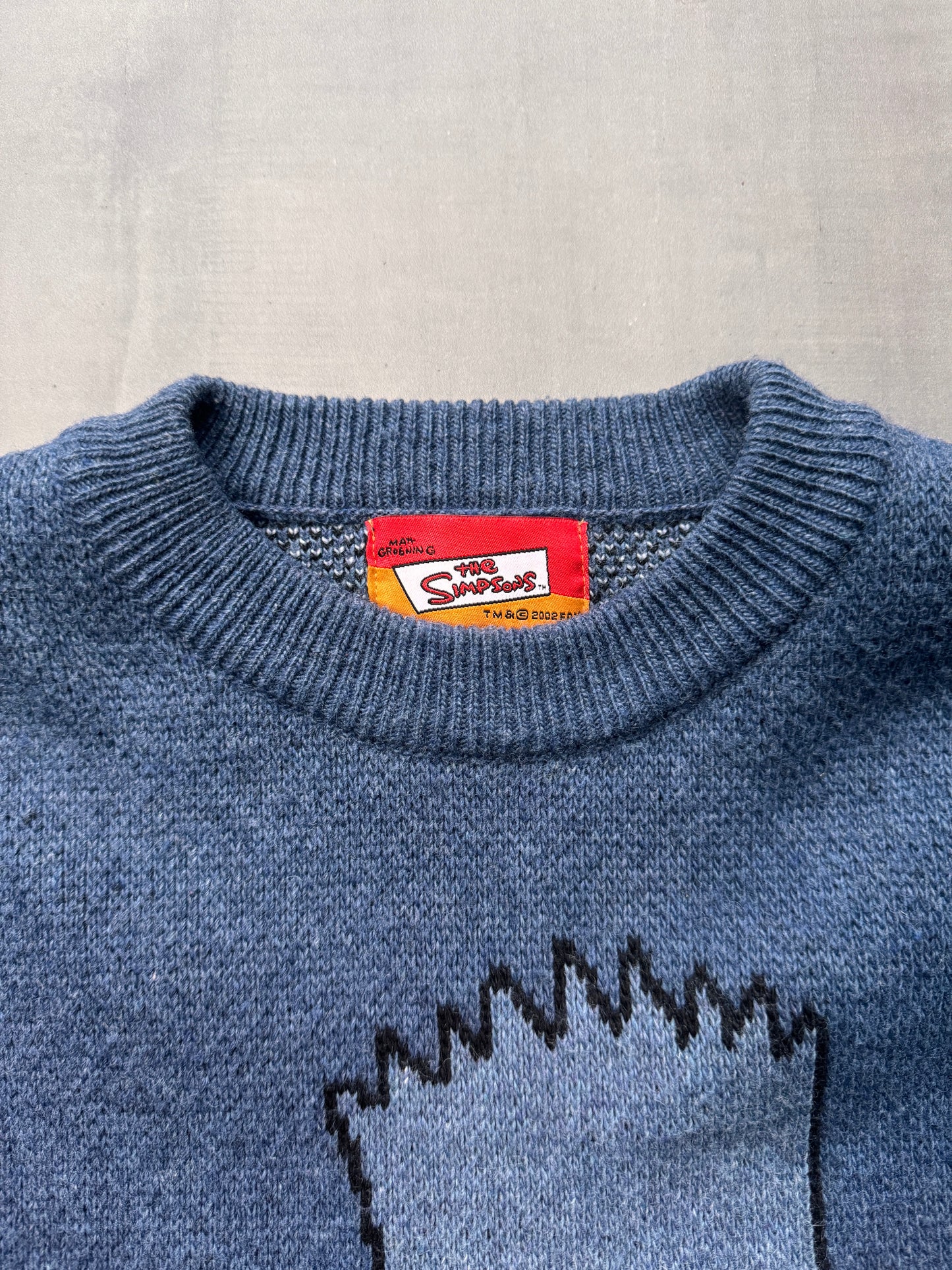 VINTAGE BART SIMPSON BLUE KNIT SWEATER - LARGE