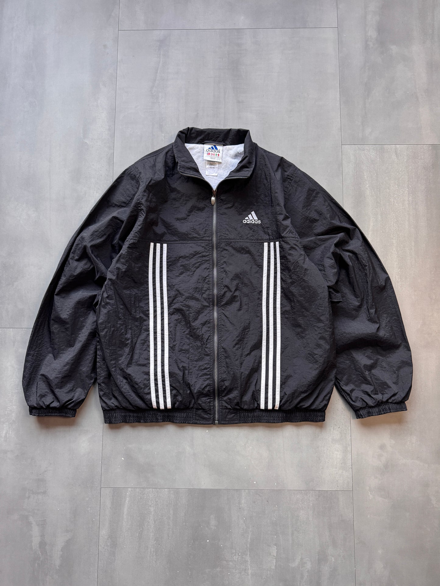 VINTAGE ADIDAS BLACK TRACK JACKET - L