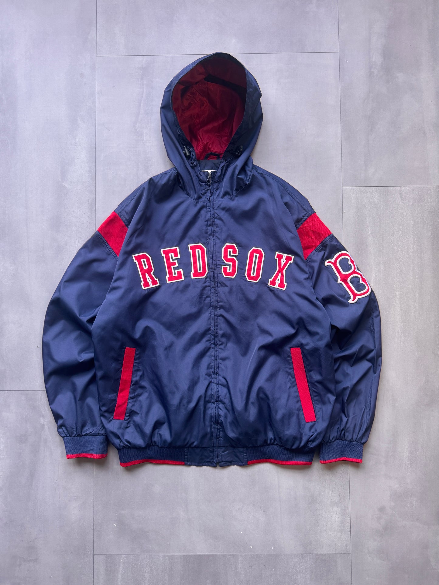 VINTAGE MLB BOSTON RED SOX HOODED TRACK JACKET - L