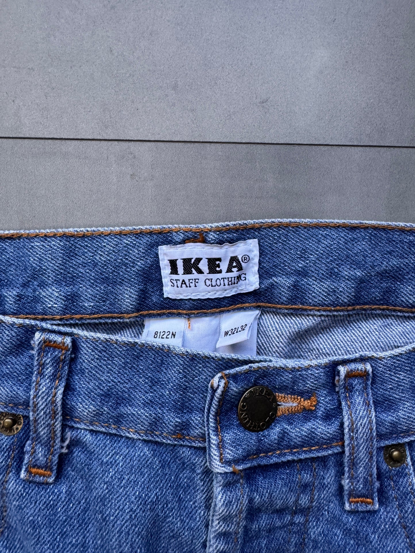 VINTAGE IKEA STAFF CLOTHING LIGHT WASH DENIM PANTS - 34