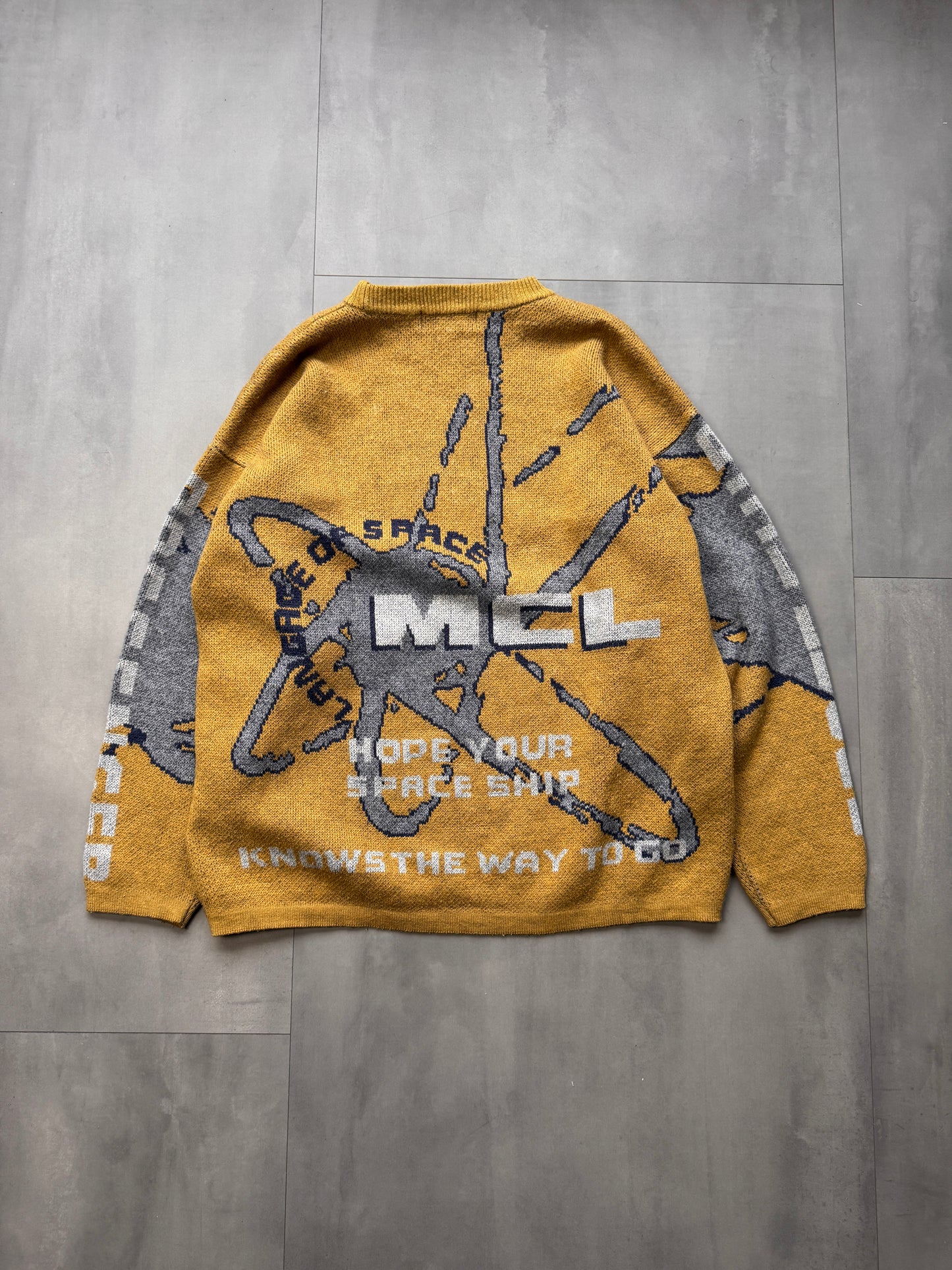 VINTAGE MC LEM YELLOW KNIT SWEATER - LARGE