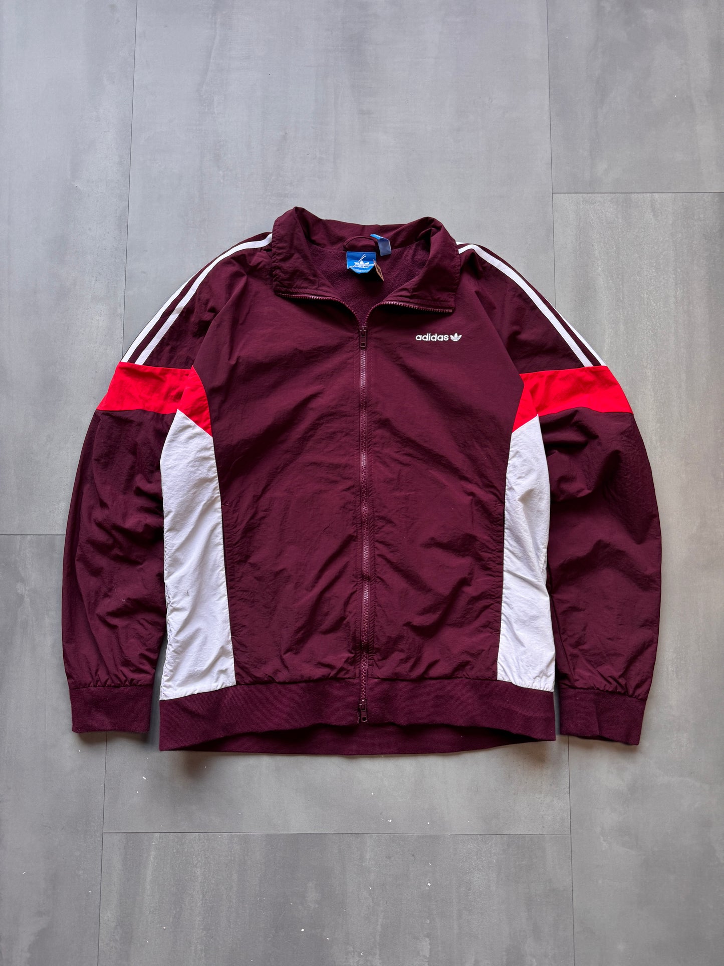 VINTAGE ADIDAS BURGUNDY TRACK JACKET - L