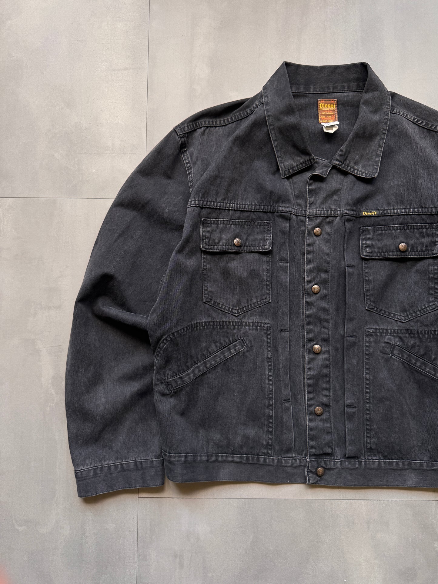 VINTAGE DIESEL BLACK DENIM JACKET - L