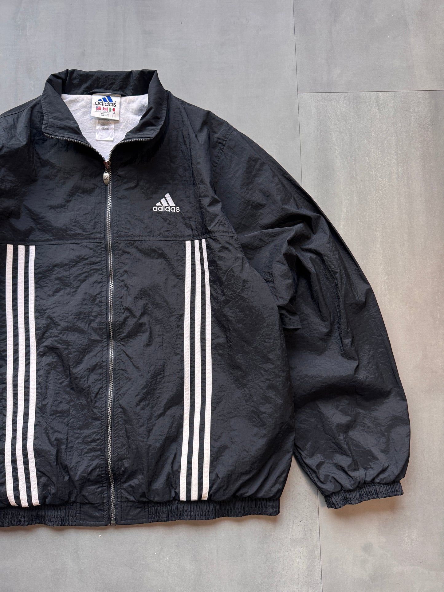 VINTAGE ADIDAS BLACK TRACK JACKET - L