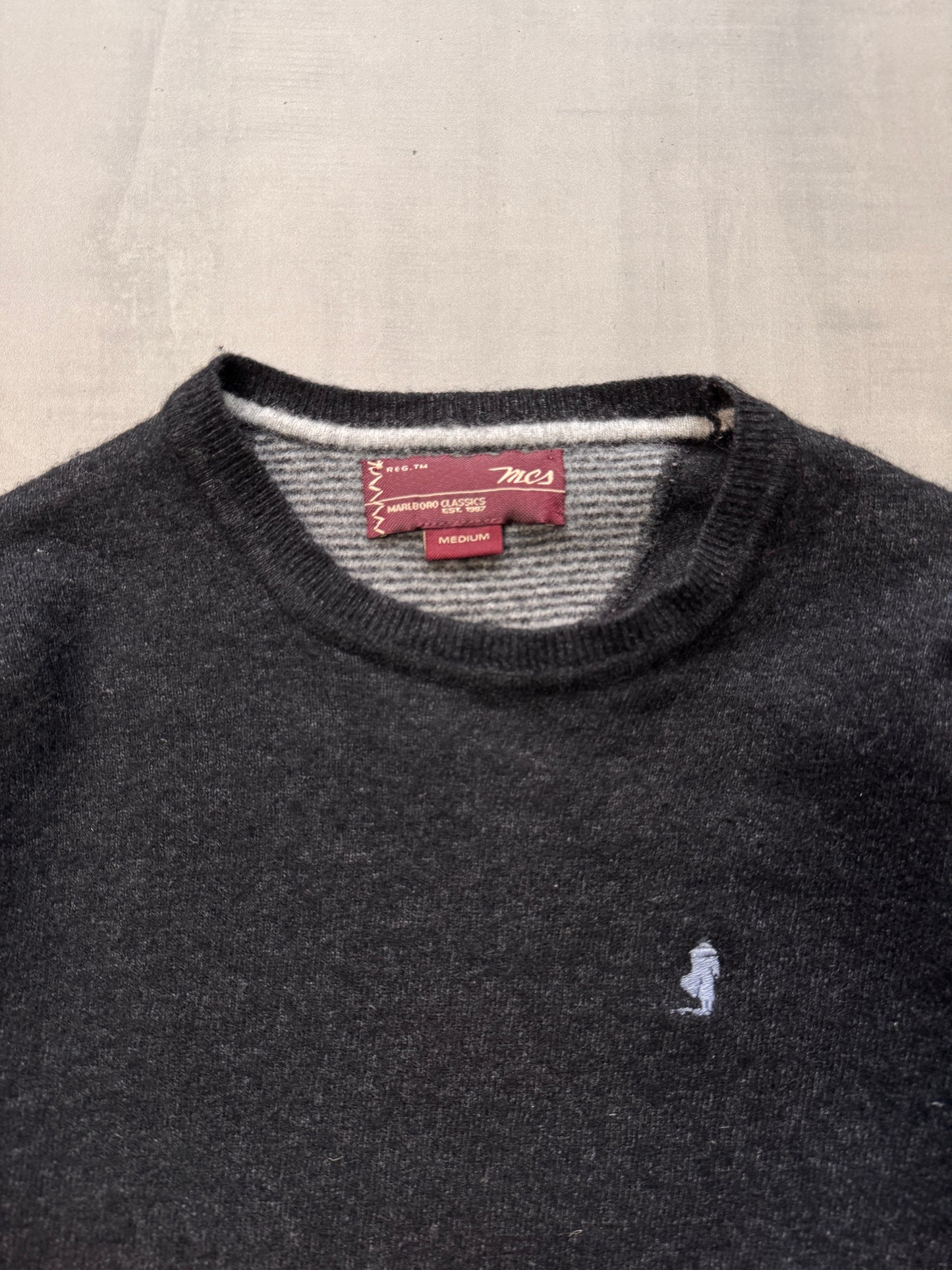 VINTAGE MARLBORO CLASSICS BLACK SWEATER - SMALL