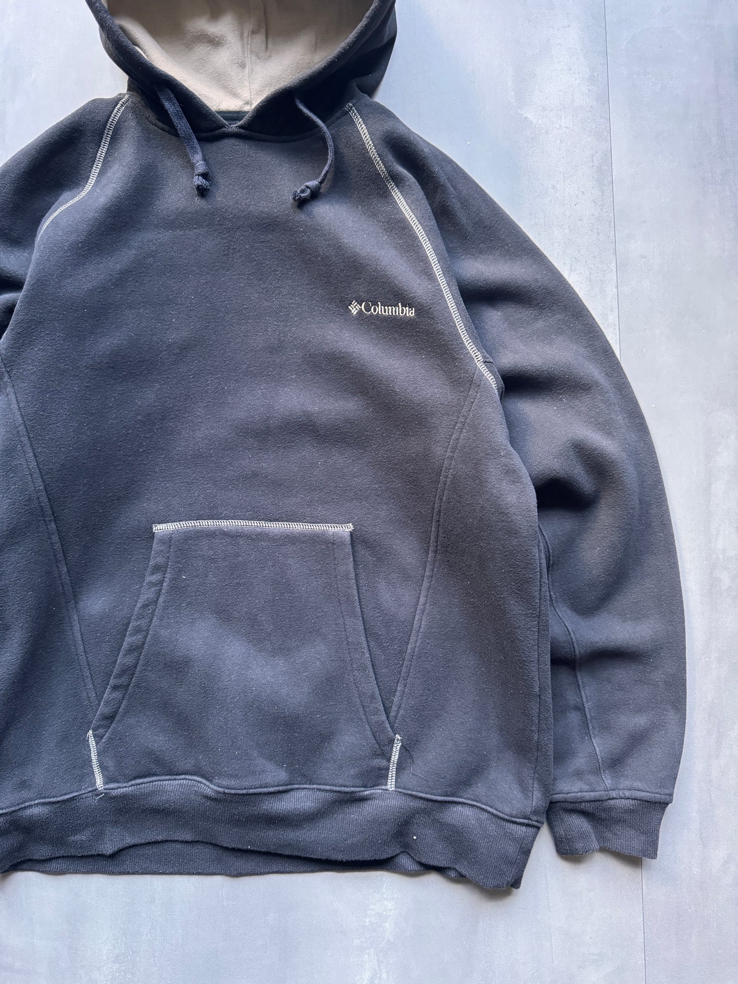 VINTAGE COLUMBIA GREY/BROWN HOODIE - S