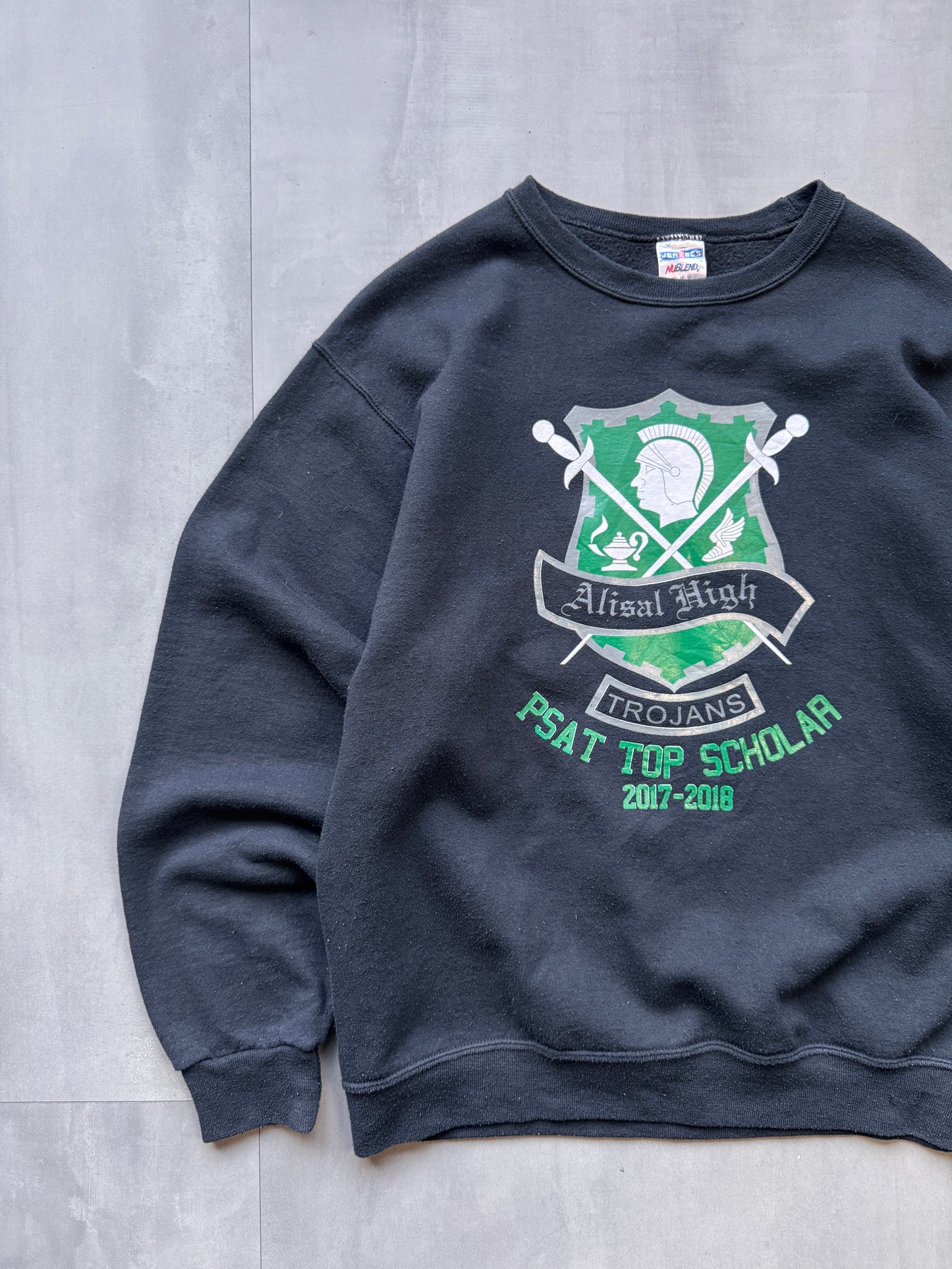 ALISAL HIGH TROJANS BLACK SWEATER - SMALL