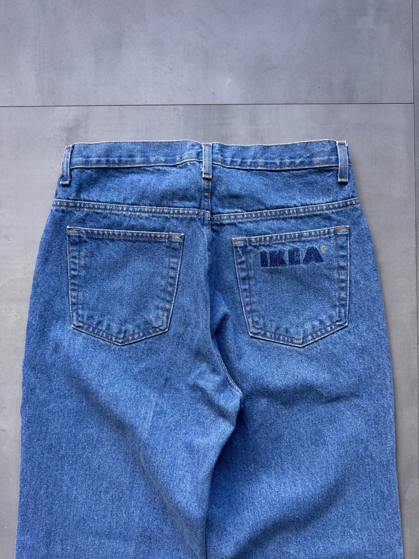 VINTAGE IKEA STAFF CLOTHING LIGHT WASH DENIM PANTS - 34