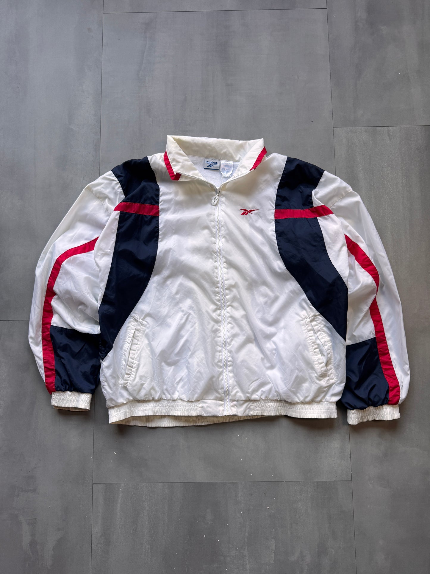 VINTAGE REEBOK WHITE TRACK JACKET - XL