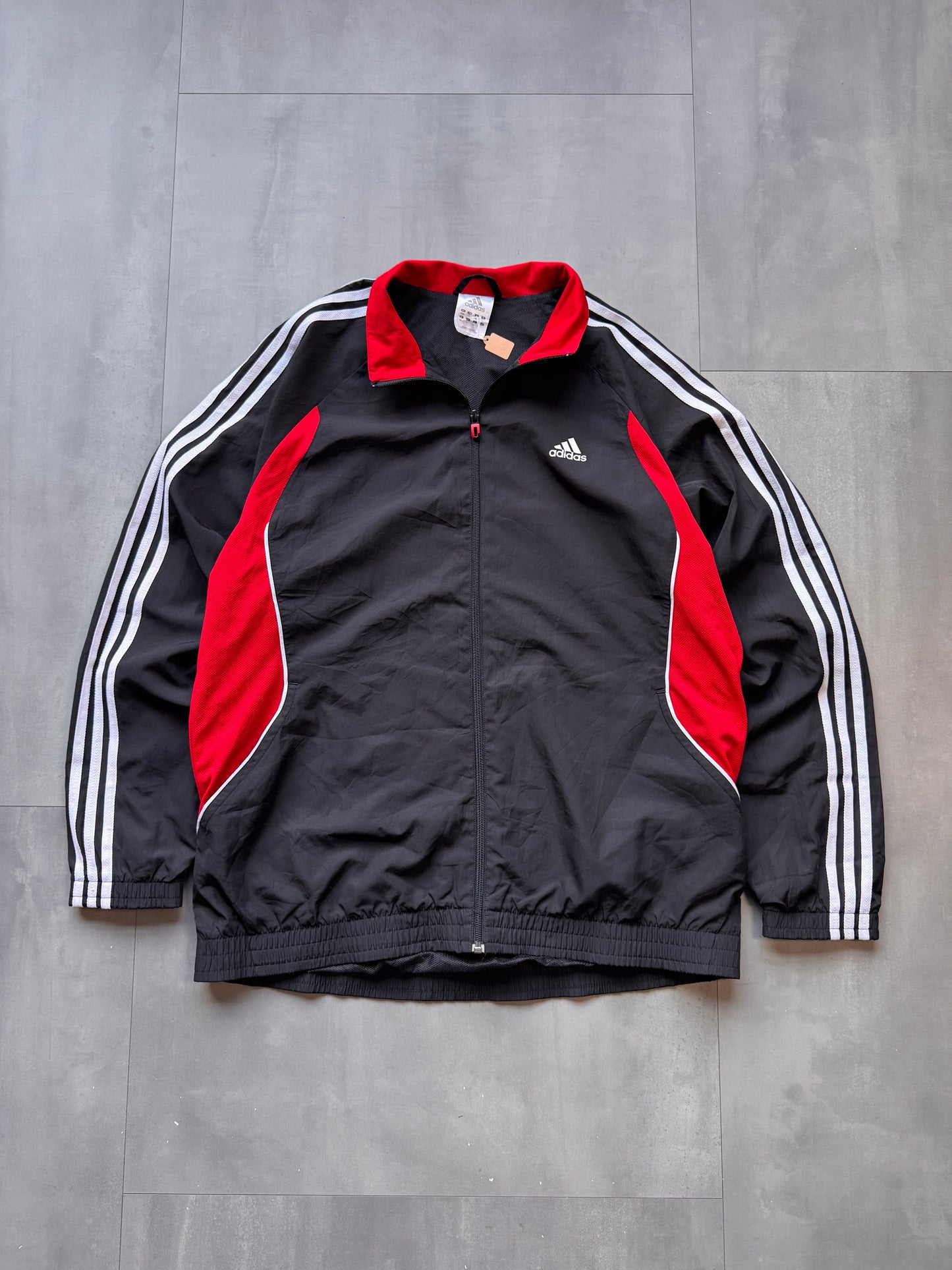 VINTAGE ADIDAS BLACK/RED TRACK JACKET - L