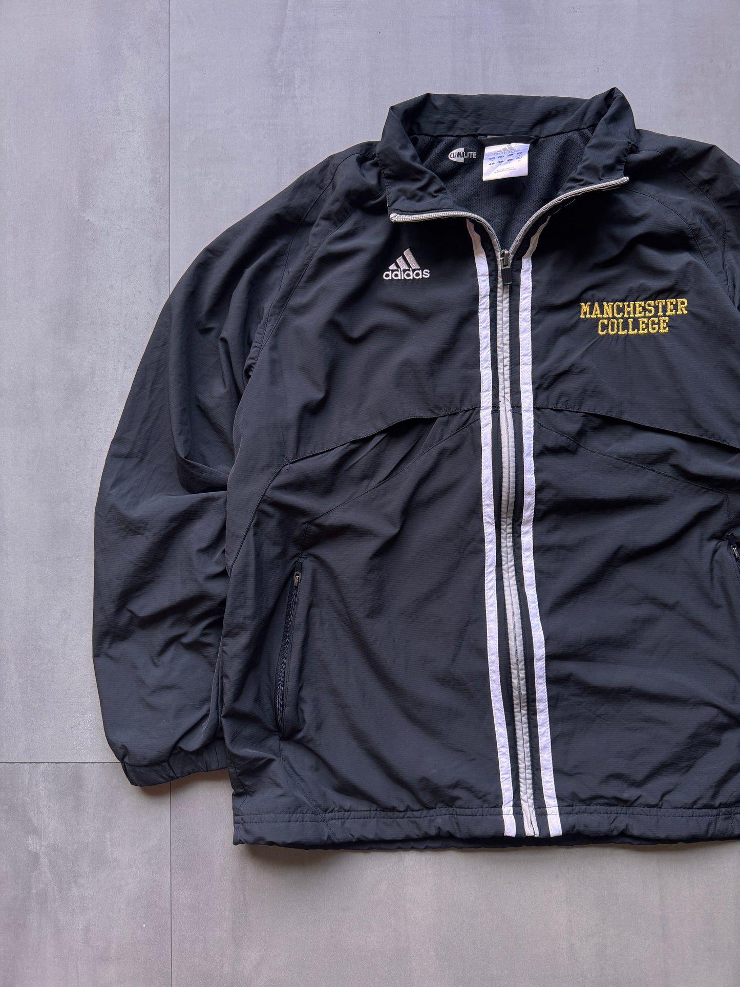 VINTAGE ADIDAS 'MANCHESTER COLLEGE' TRACK JACKET - M