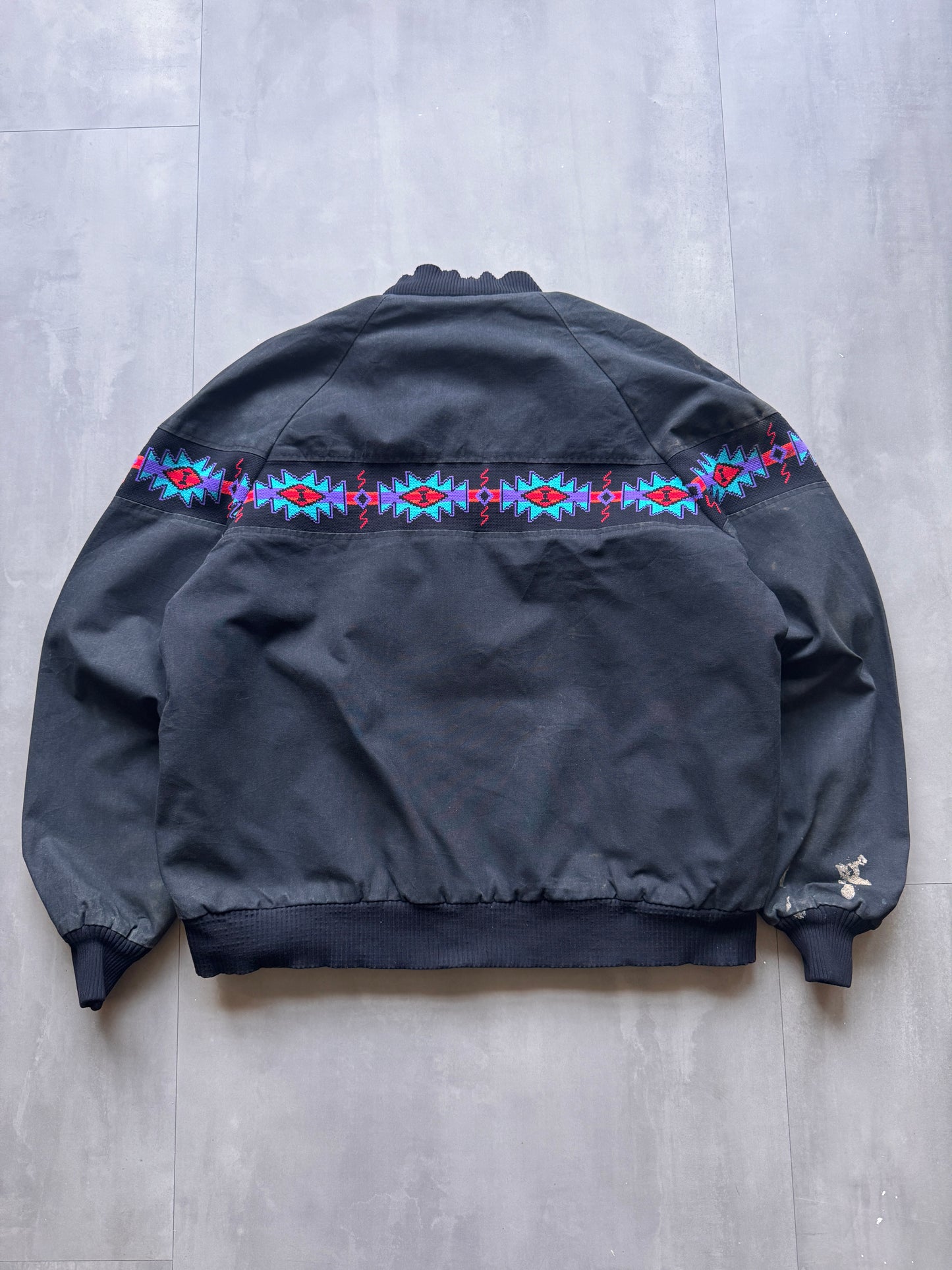 VINTAGE DAVIS JAMES NAVY AZTEC SANTA FE JACKET - L
