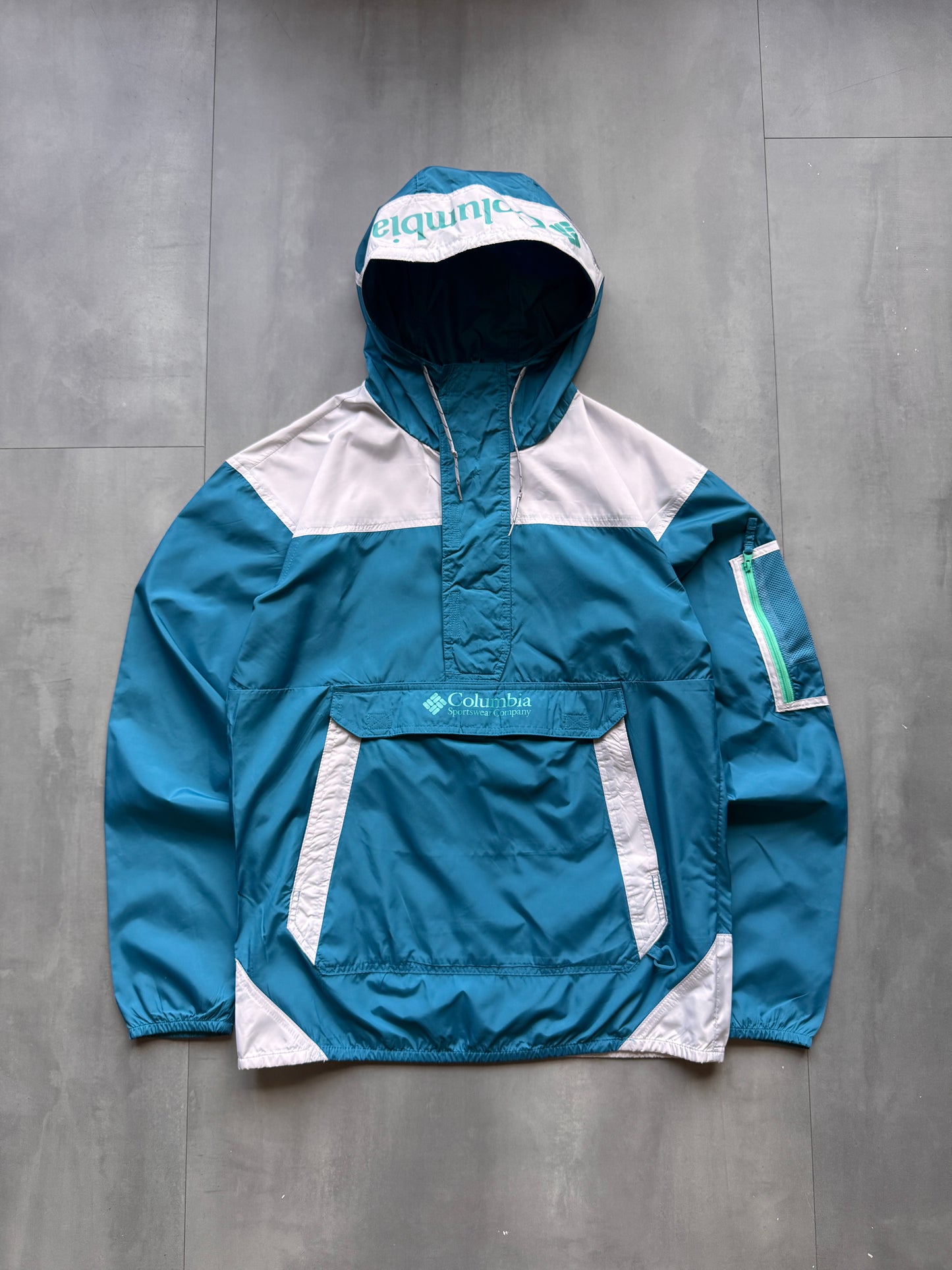 VINTAGE COLUMBIA SPORTSWEAR BLUE LIGHTWEIGHT ANORAK - S