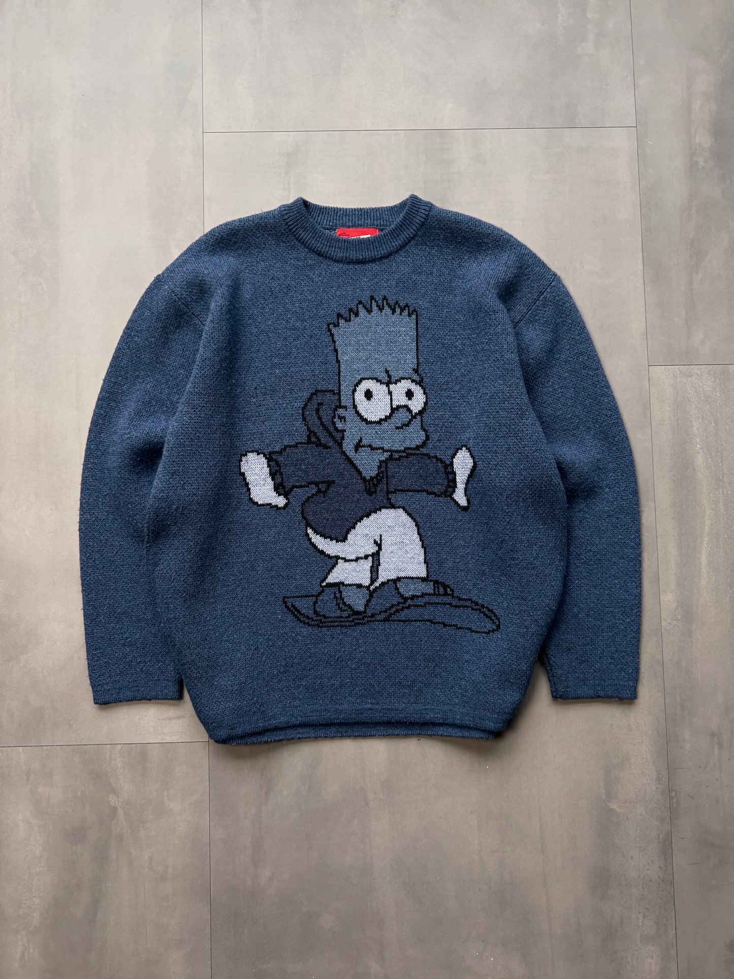 VINTAGE BART SIMPSON BLUE KNIT SWEATER - LARGE