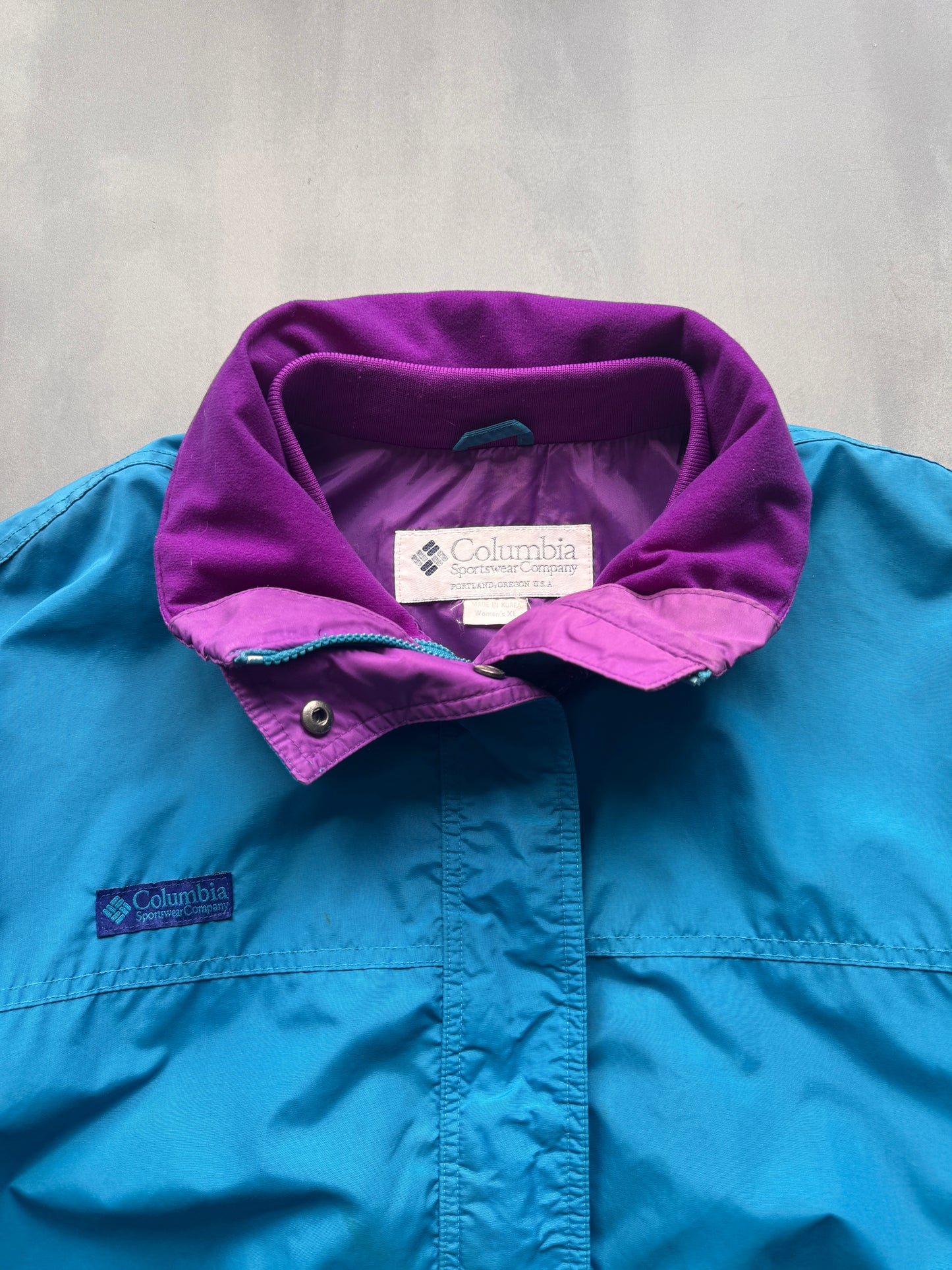 VINTAGE COLUMBIA FLEECE LINED BLUE JACKET - L
