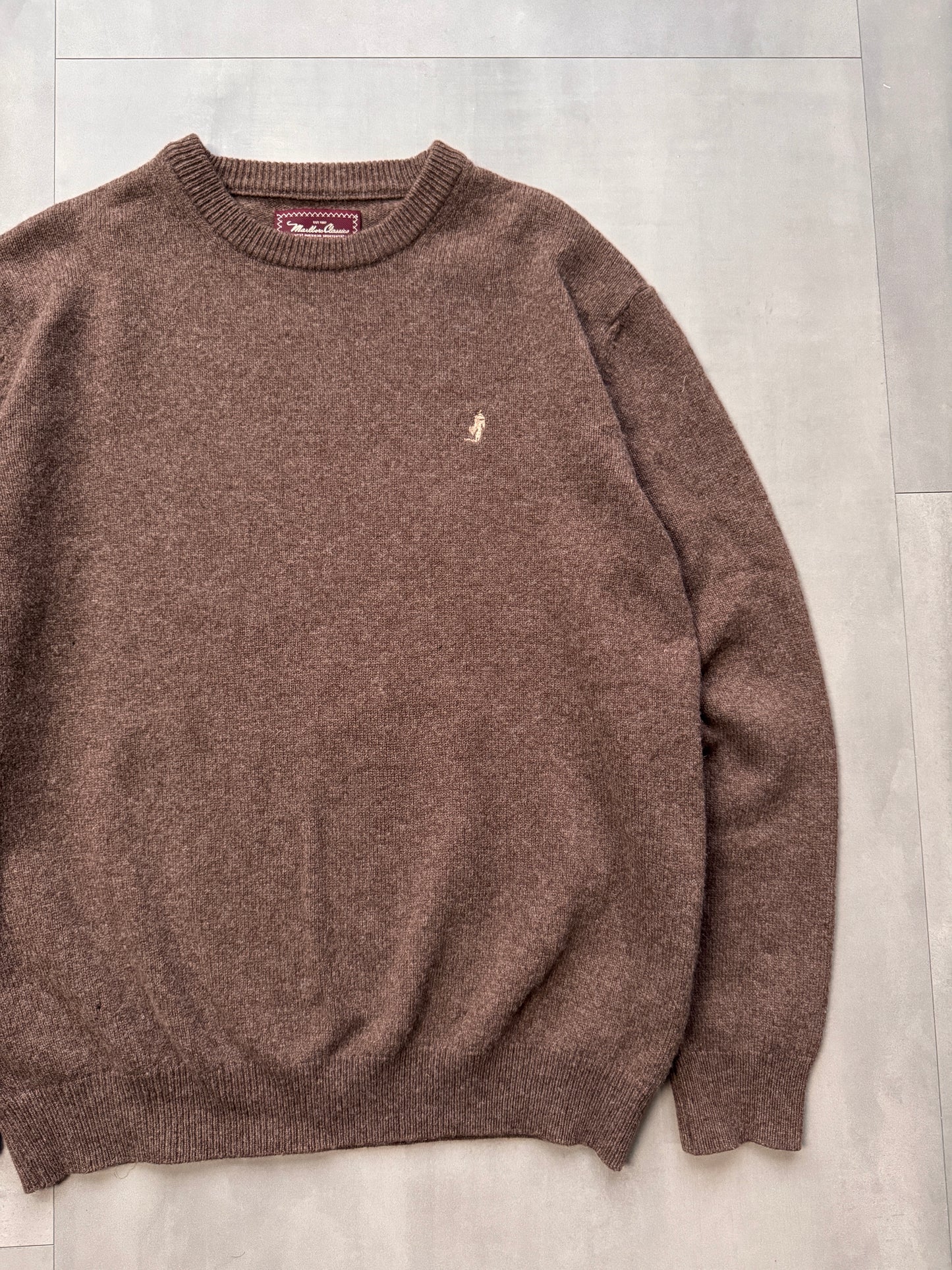 VINTAGE MARLBORO BROWN KNIT SWEATER - LARGE