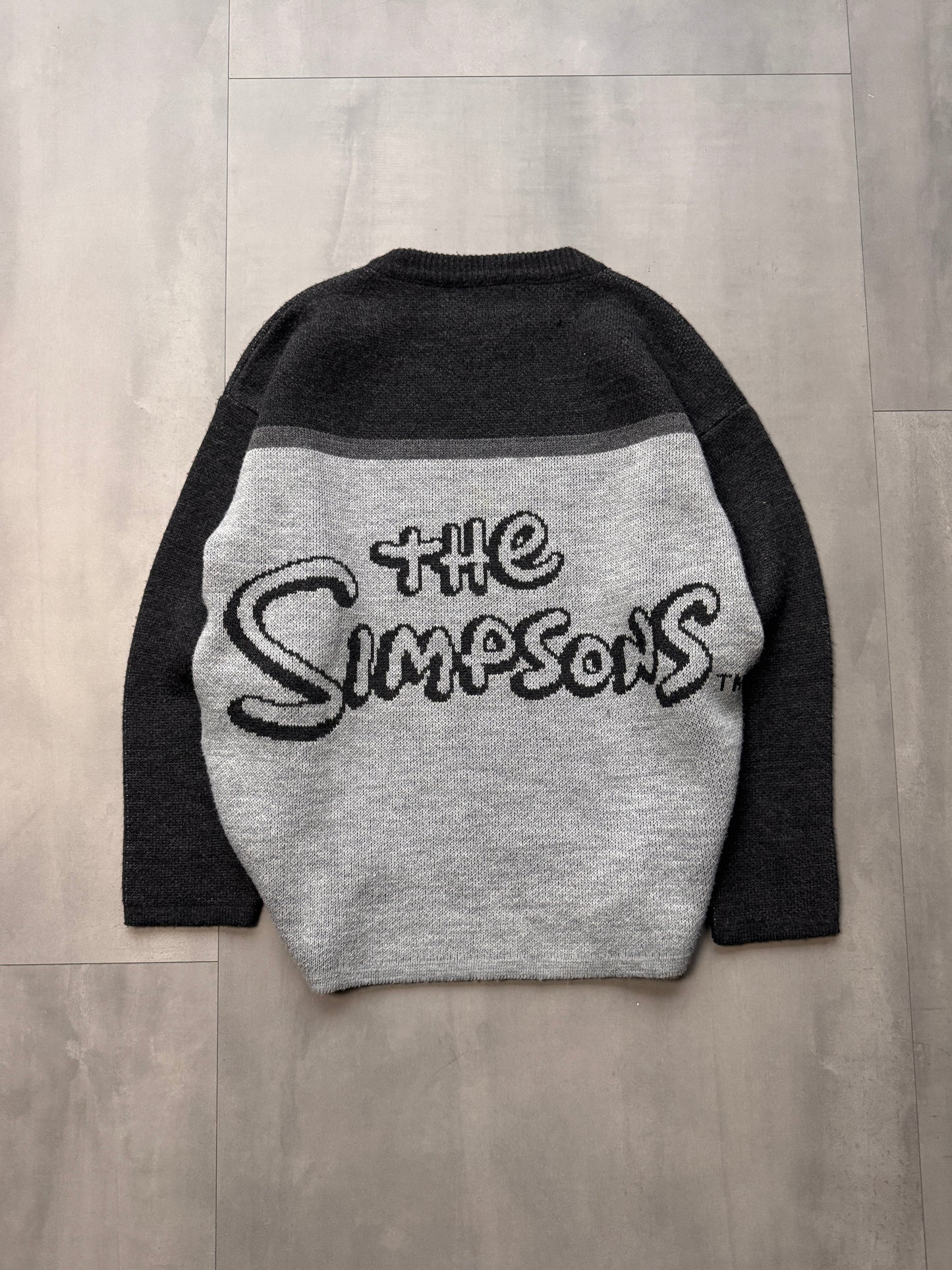 VINTAGE BART SIMPSON GREY KNIT SWEATER - MEDIUM
