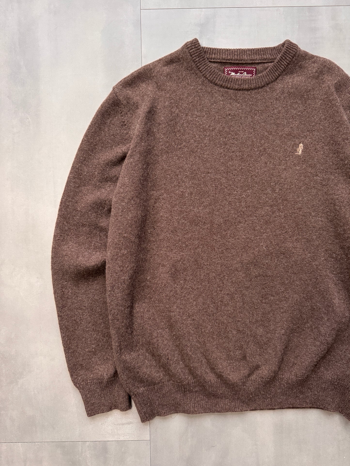 VINTAGE MARLBORO BROWN KNIT SWEATER - LARGE