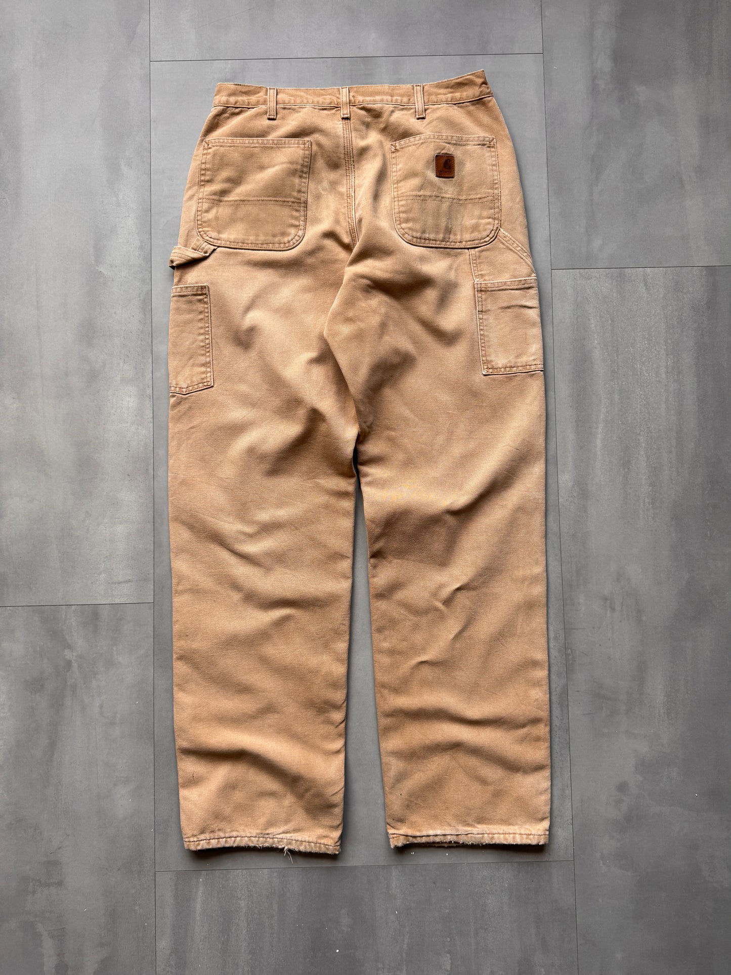 VINTAGE CARHARTT TAN BLANKET LINED CARPENTER PANTS - 36