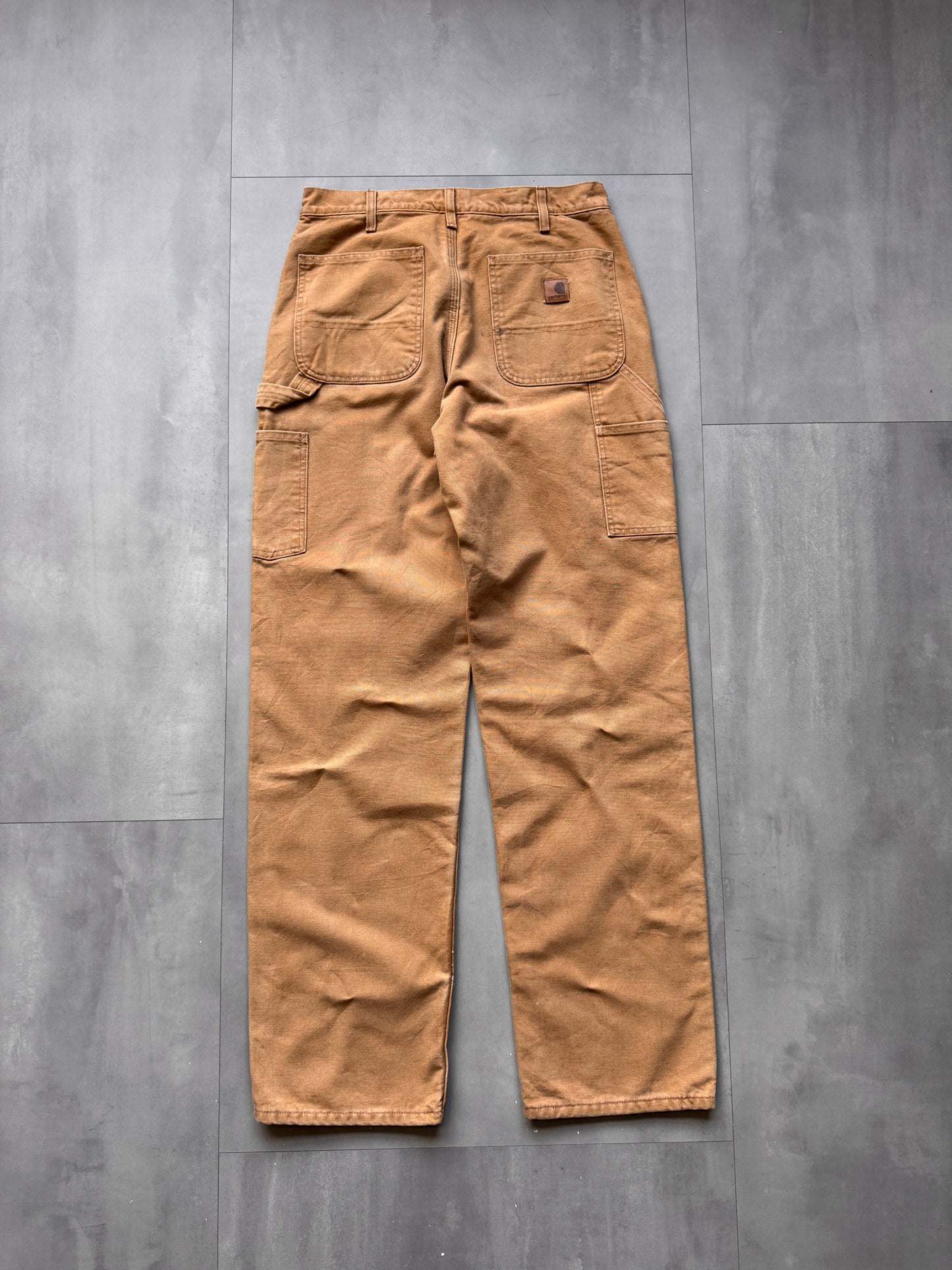 VINTAGE CARHARTT LIGHT BROWN BLANKET LINED CARPENTER PANTS - 36
