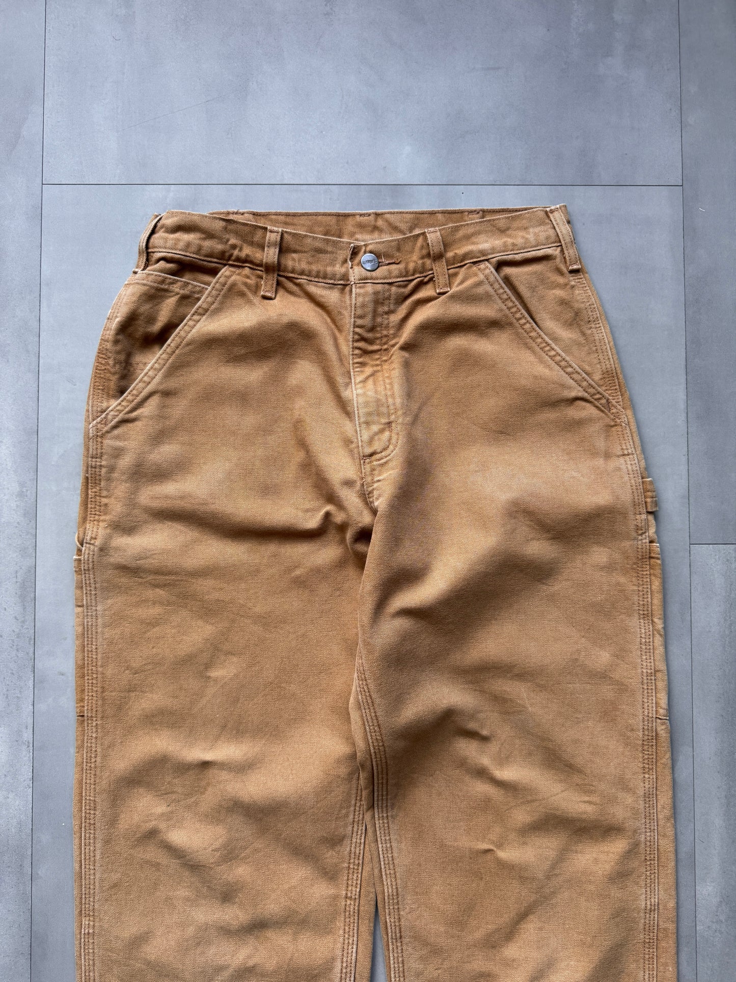 VINTAGE CARHARTT LIGHT BROWN BLANKET LINED CARPENTER PANTS - 36