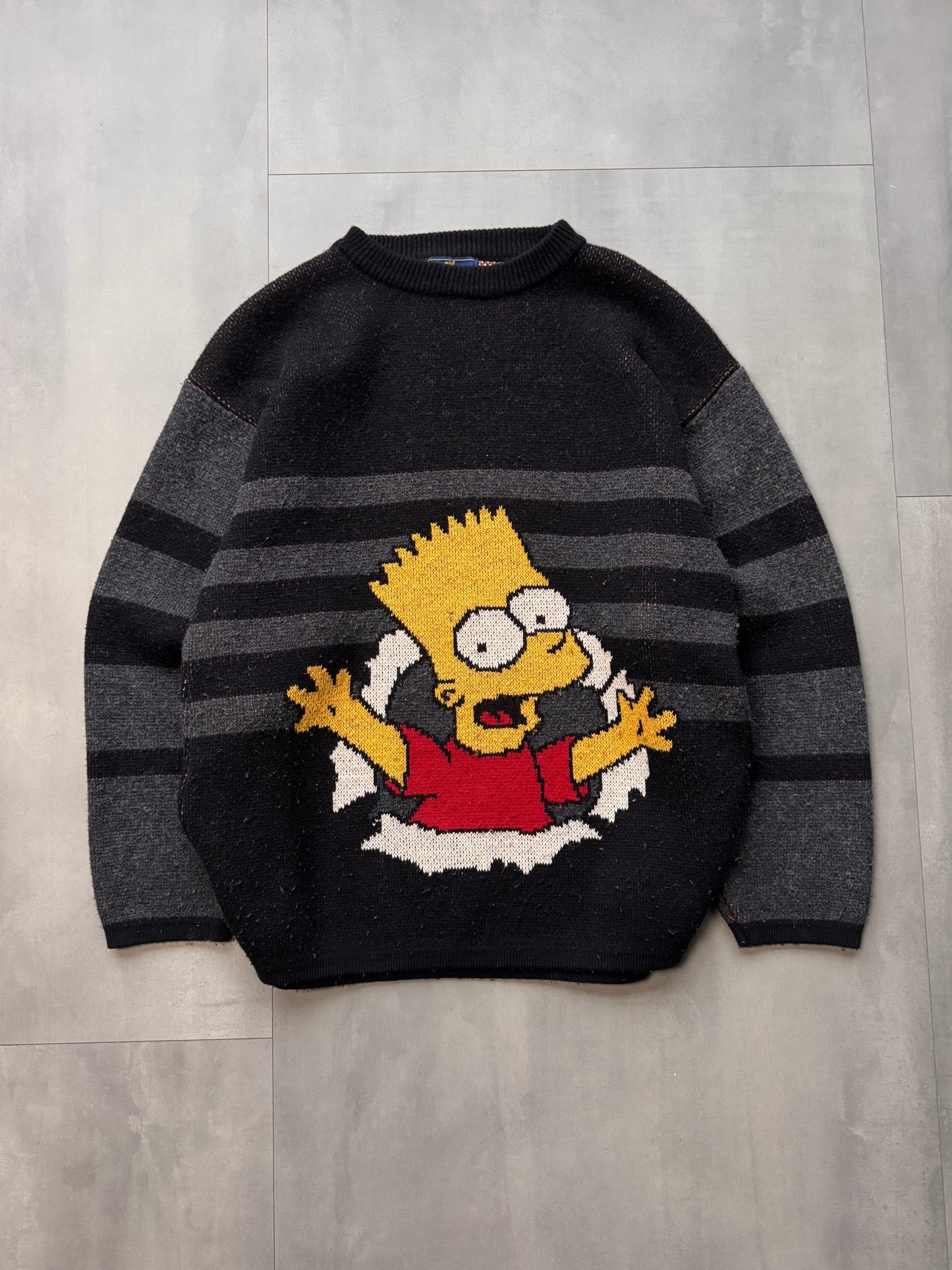 VINTAGE BART SIMPSON BLACK KNIT SWEATER - LARGE