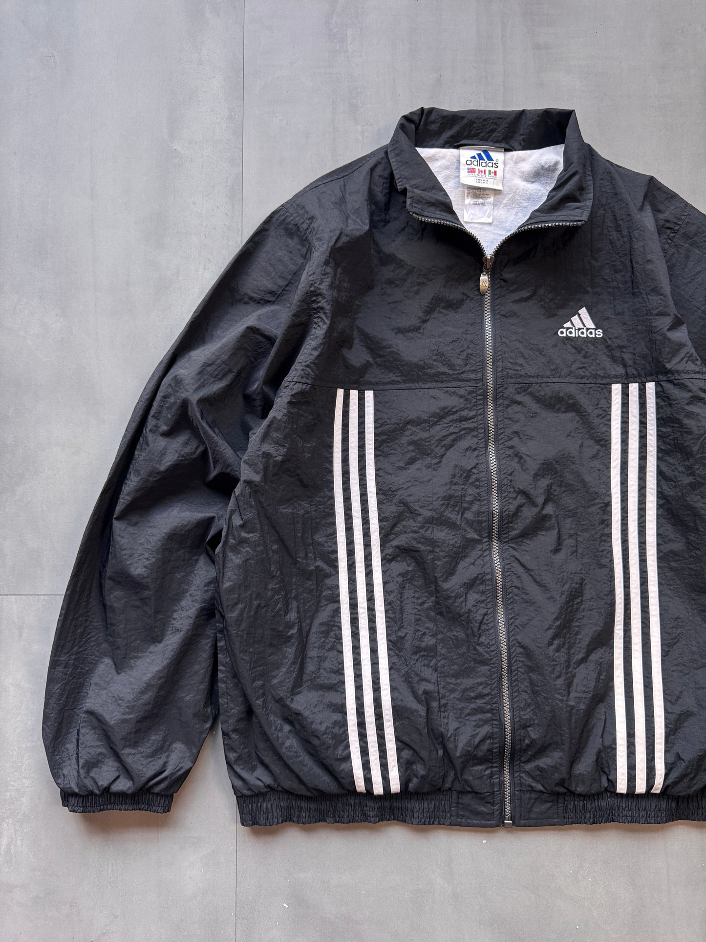 VINTAGE ADIDAS BLACK TRACK JACKET - L