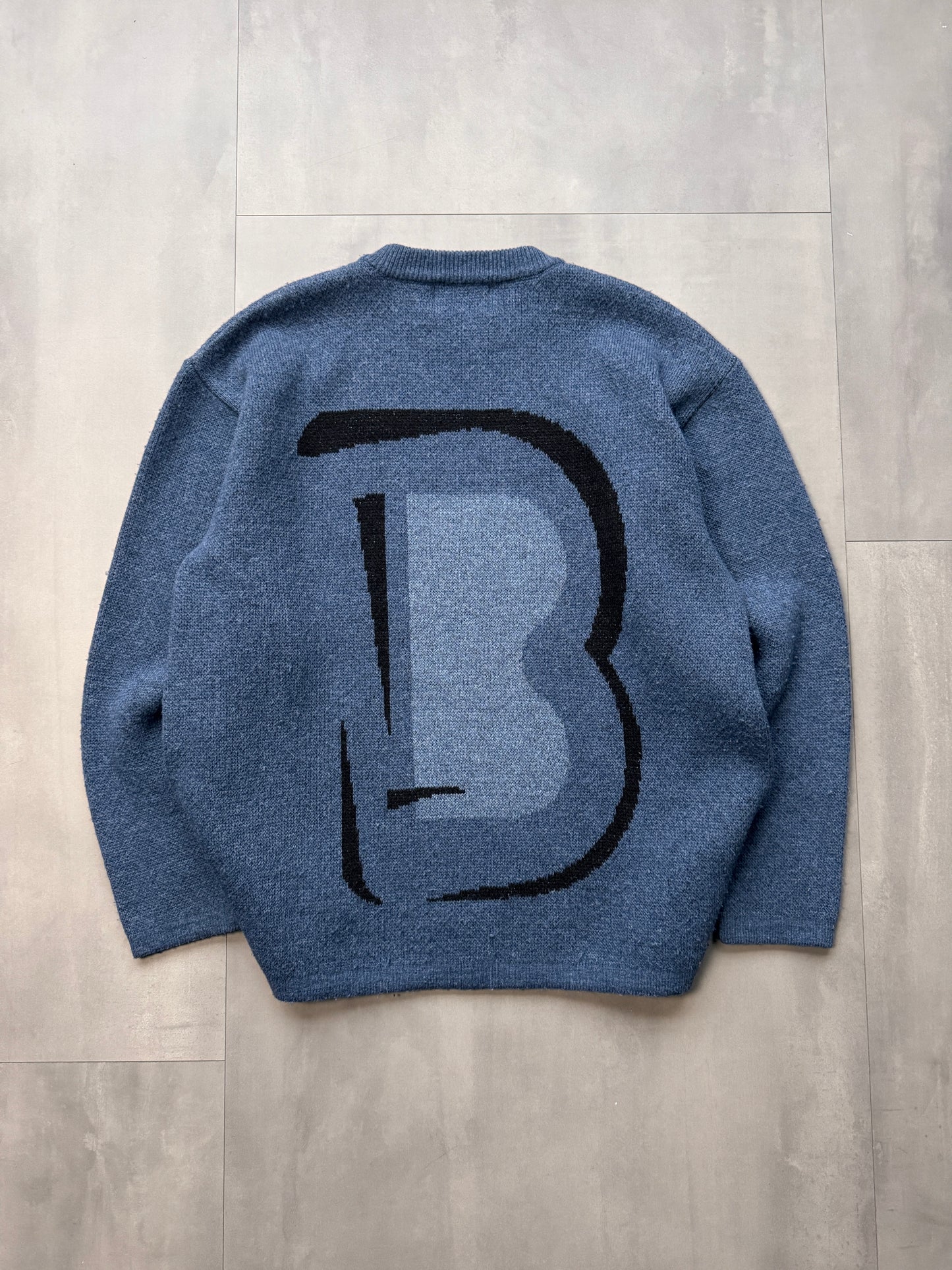 VINTAGE BART SIMPSON BLUE KNIT SWEATER - LARGE