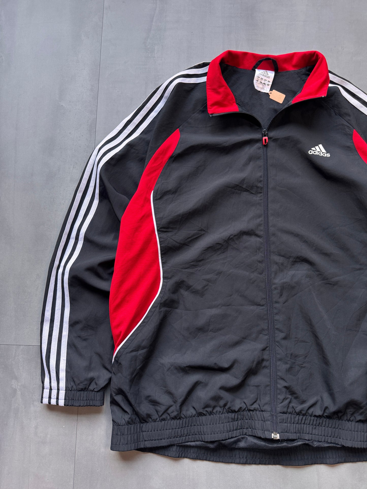 VINTAGE ADIDAS BLACK/RED TRACK JACKET - L