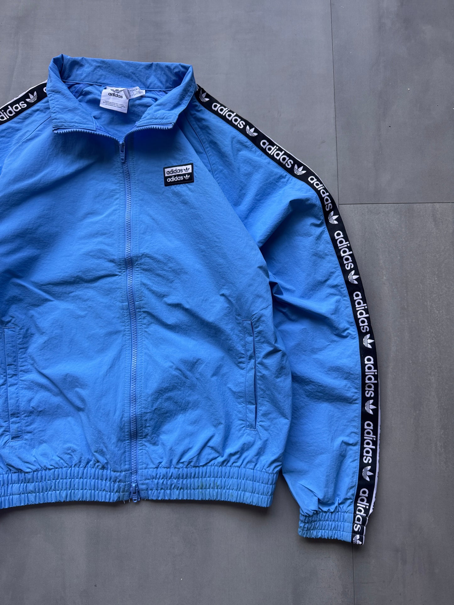 VINTAGE ADIDAS LIGHT BLUE TRACK JACKET - S