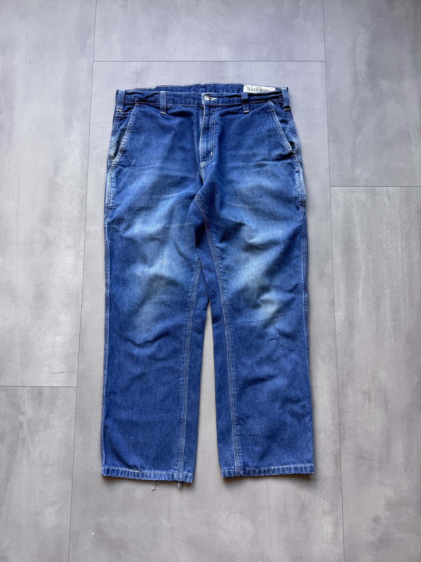 VINTAGE CARHARTT LIGHT WASHED DISTRESSED DENIM CARPENTER PANTS - 30