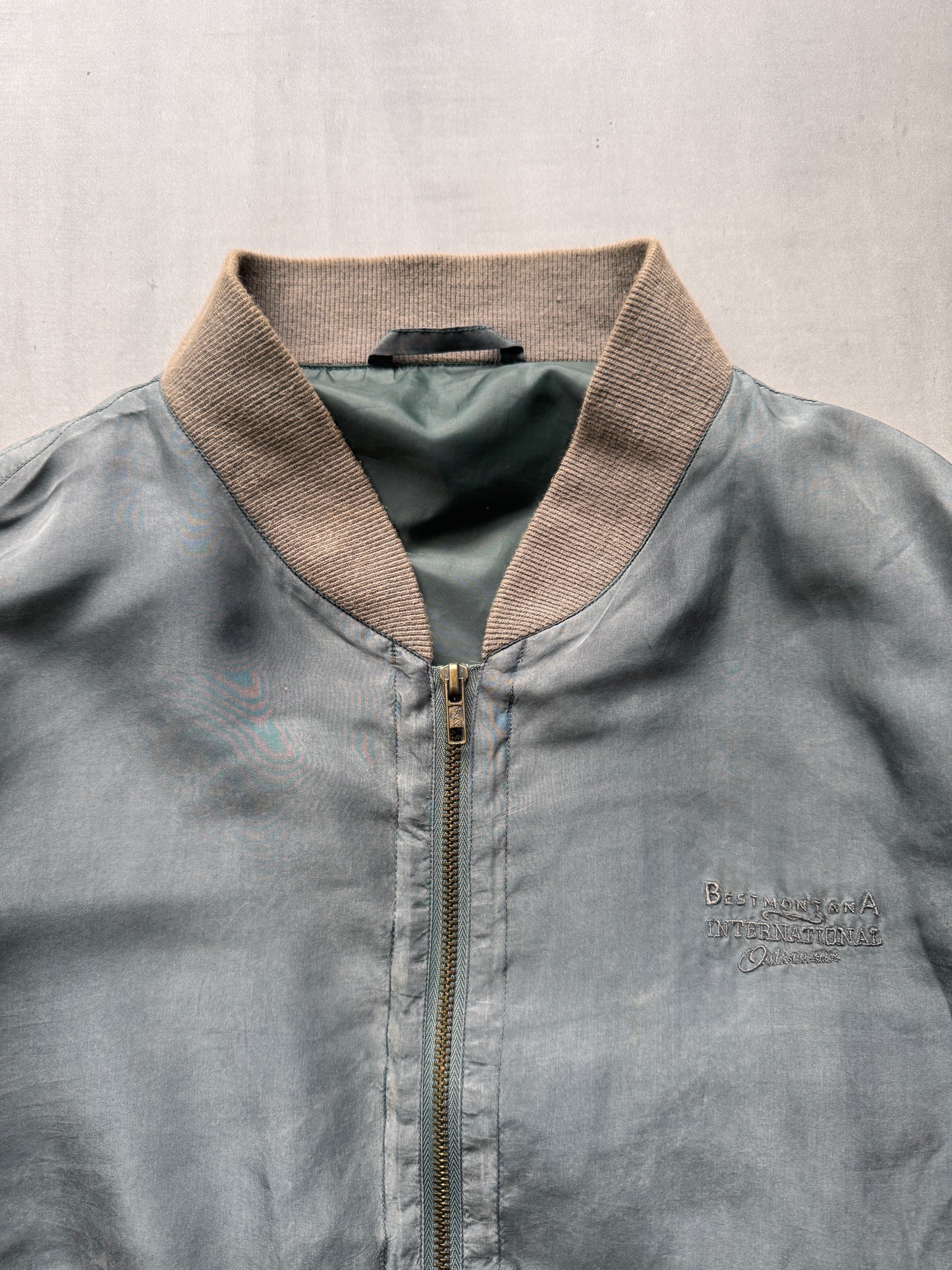 VINTAGE LIGHTWEIGHT SILK BOMBER JACKET - LARGE