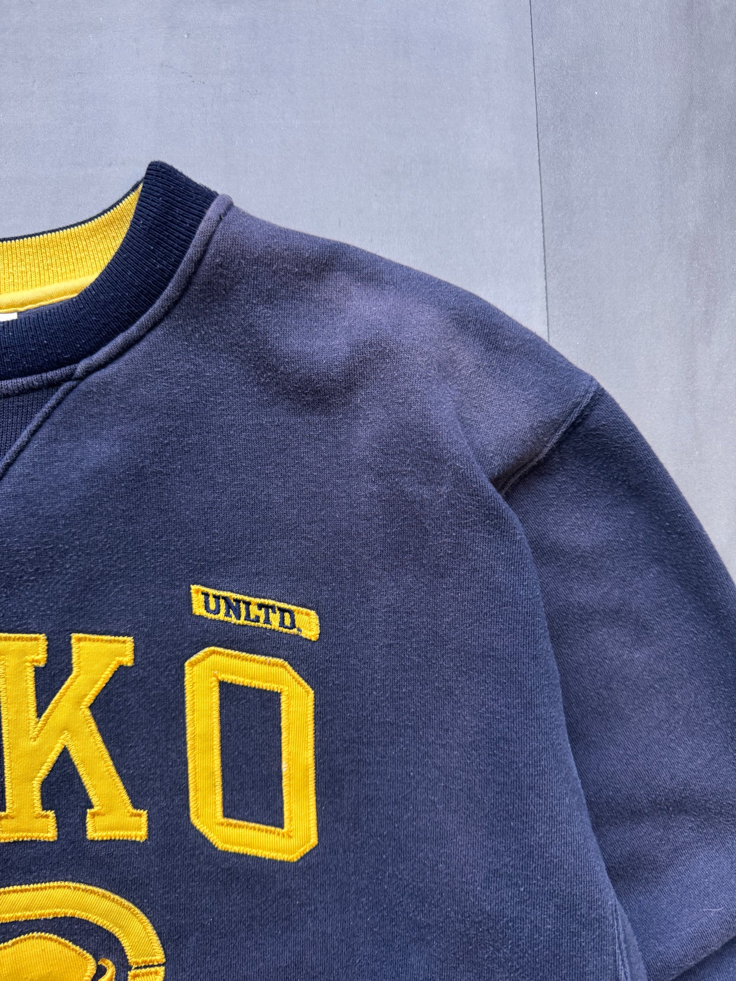 VINTAGE ECKO UNLTD. YELLOW/NAVY SWEATER - MEDIUM